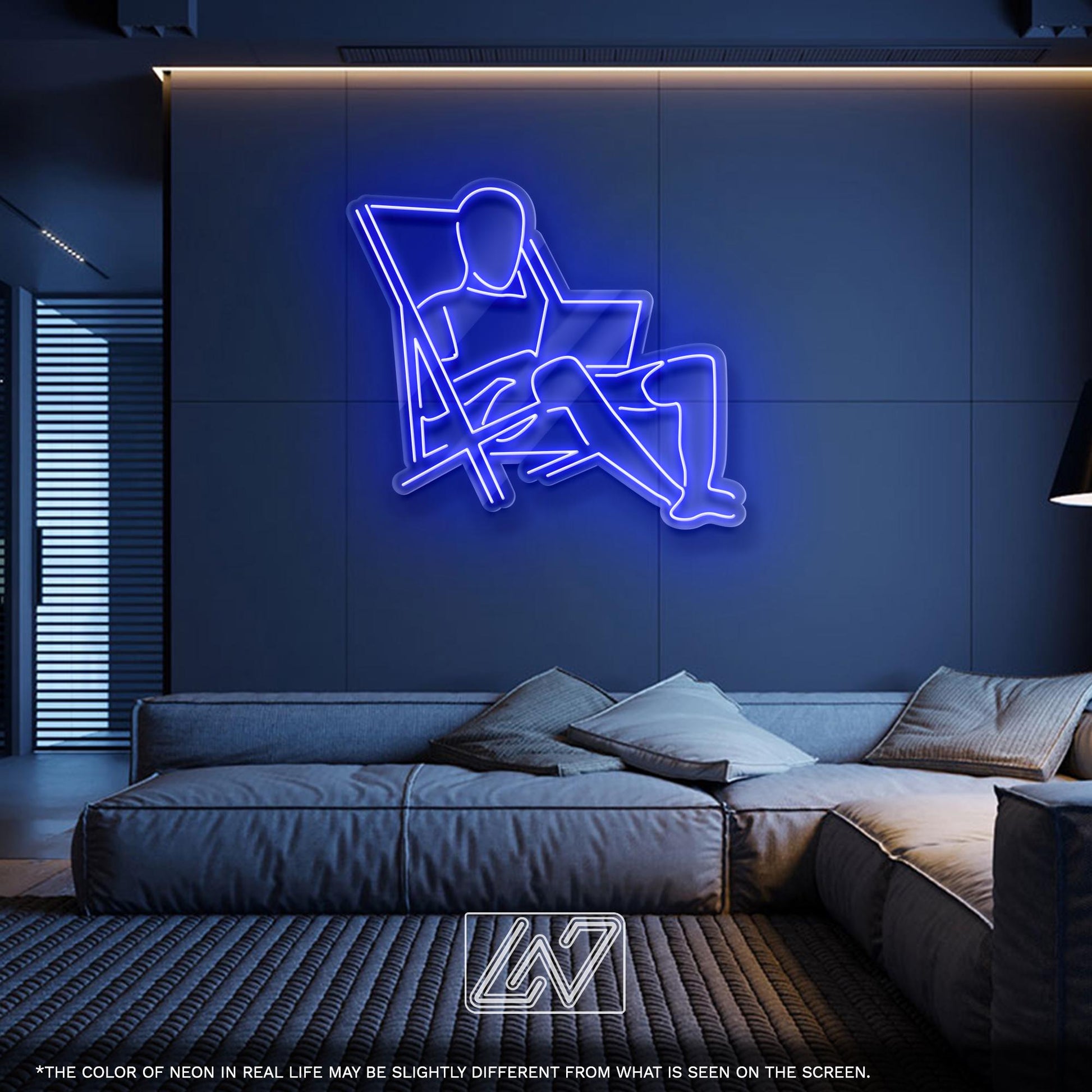 LED Neon Sign Man on Chair with Laptop – Unique Wall Light for Workspace, Studio, Gamer Room or Home Office, Gift for Remote Workers