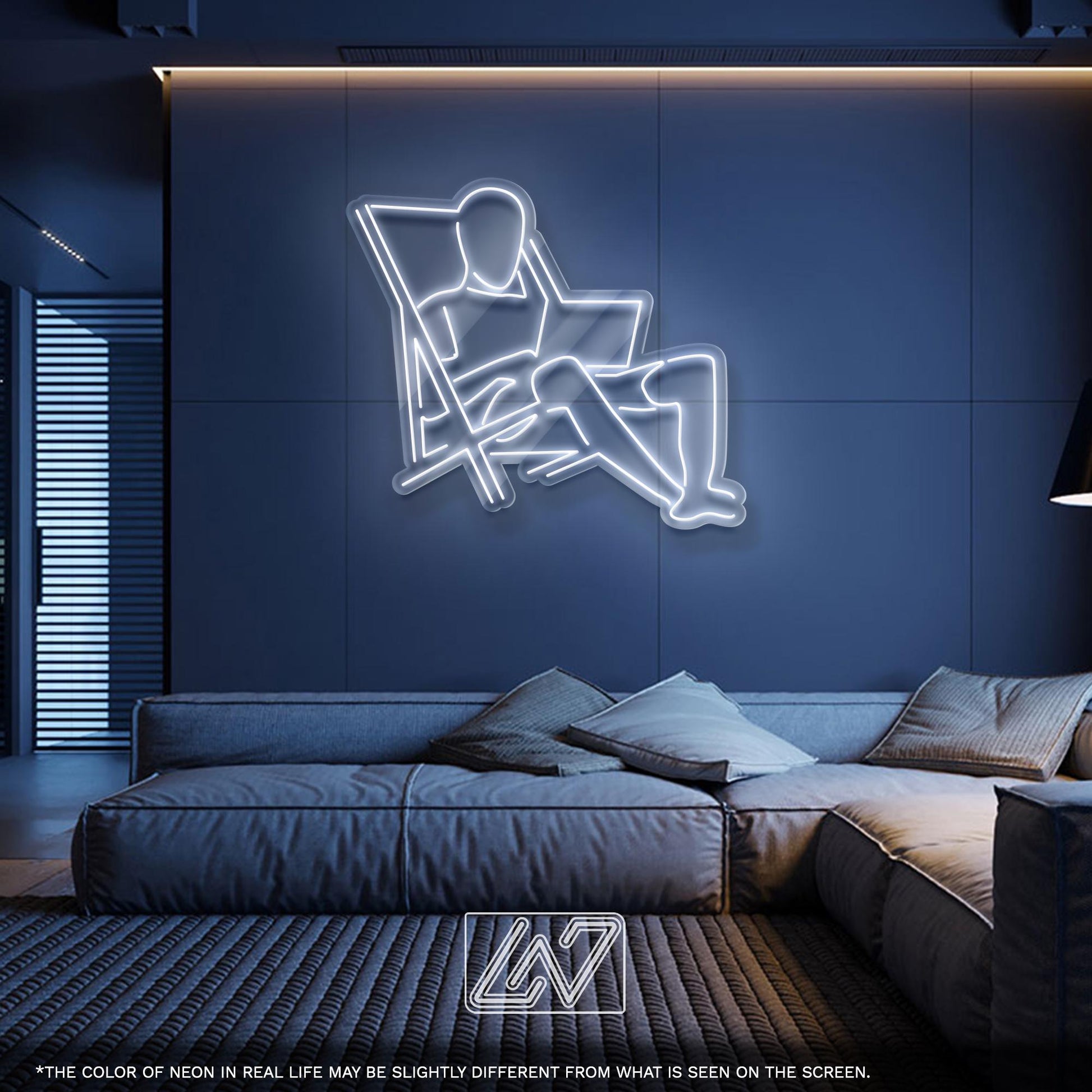 LED Neon Sign Man on Chair with Laptop – Unique Wall Light for Workspace, Studio, Gamer Room or Home Office, Gift for Remote Workers