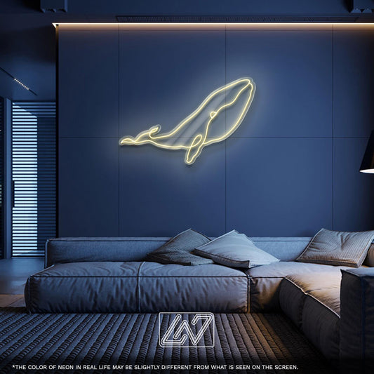 Whale LED Neon Sign – Ocean Themed Light Up Decor for Kids Room, Bathroom or Beach House, Cute Gift for Sea Lovers and Marine Fans