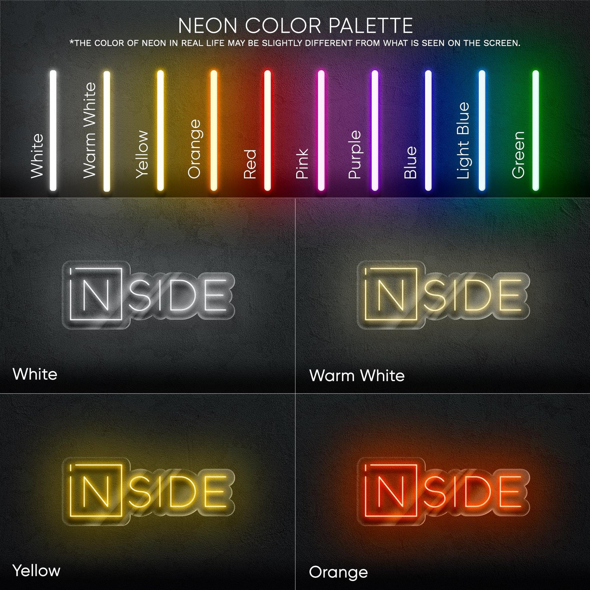 INSIDE LED Neon Sign – Minimalist Typography Wall Light for Office, Studio, Entryway or Creative Interior Accent Lighting