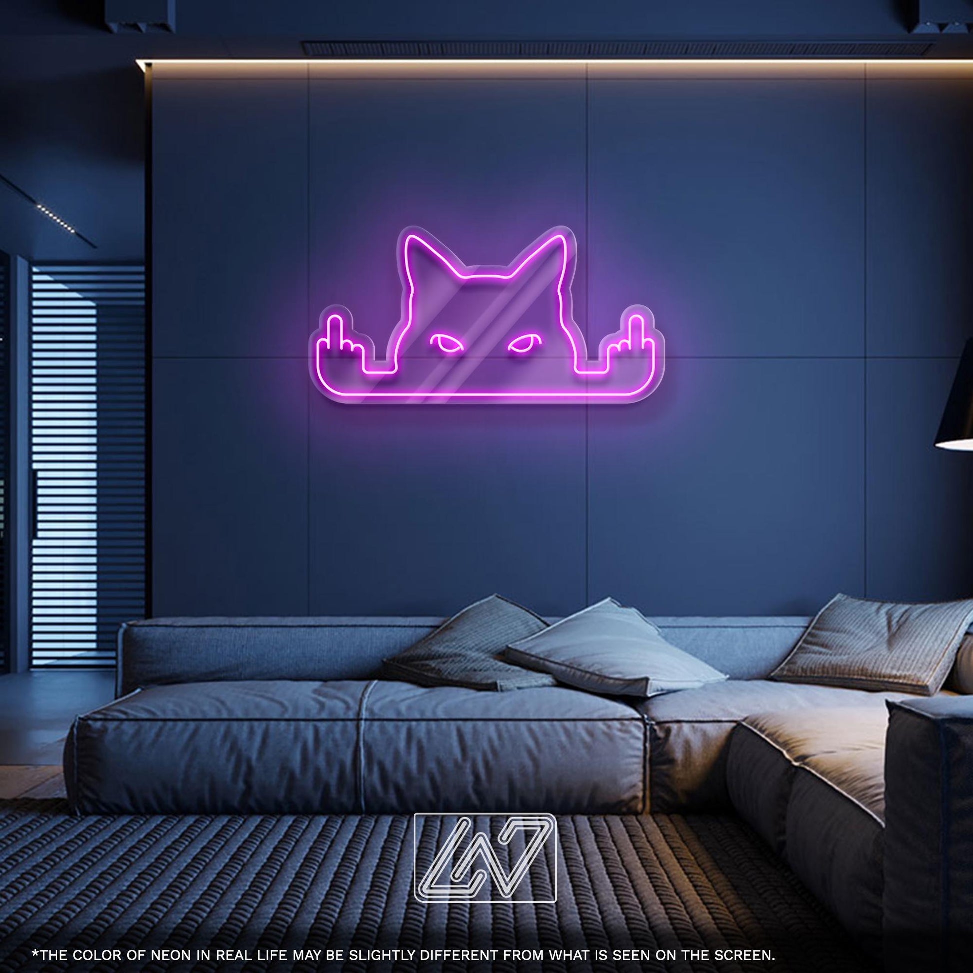 F*ck Cat LED Neon Sign – Funny rebellious room decor for cat lovers, teens or gamers, bold statement piece with attitude