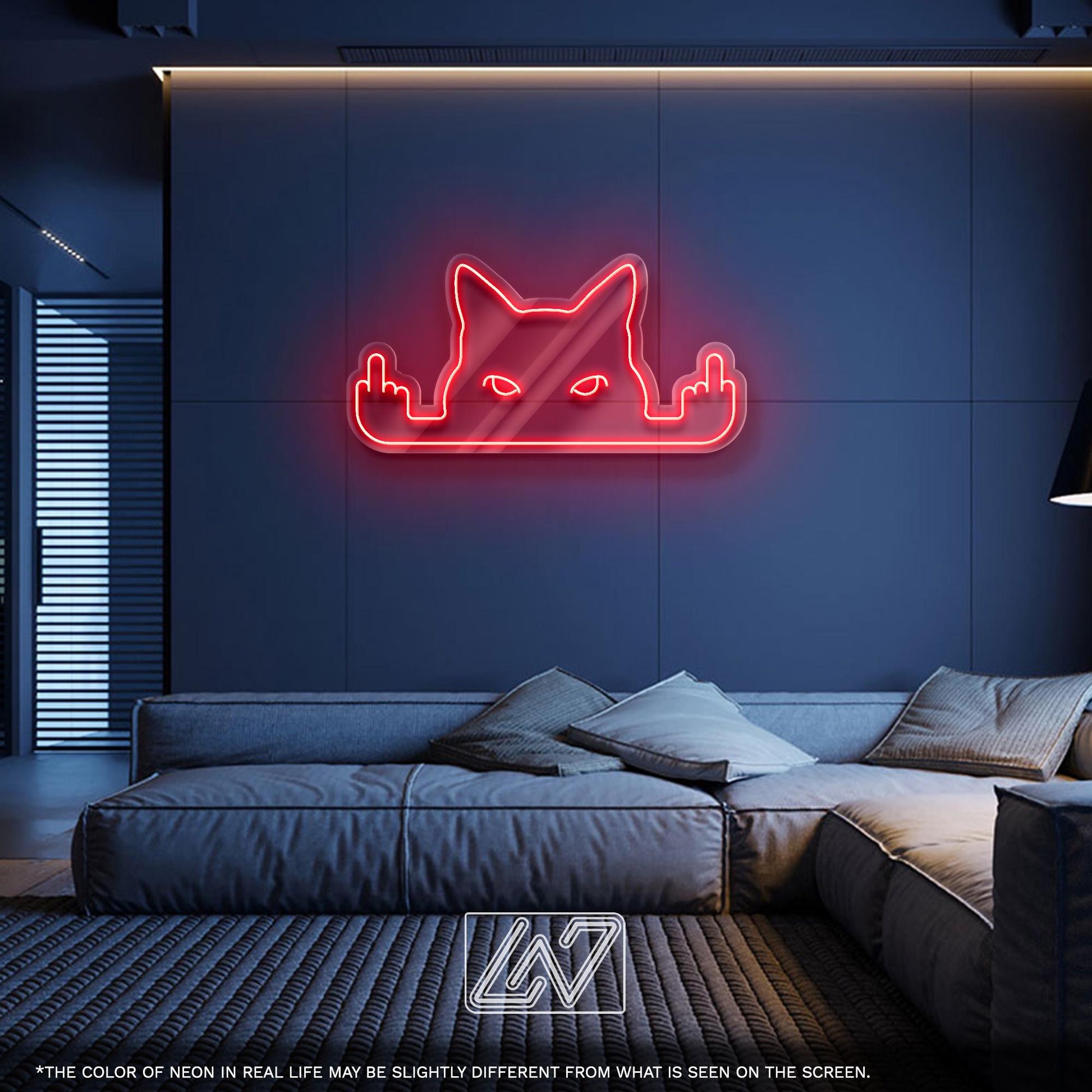 F*ck Cat LED Neon Sign – Funny rebellious room decor for cat lovers, teens or gamers, bold statement piece with attitude