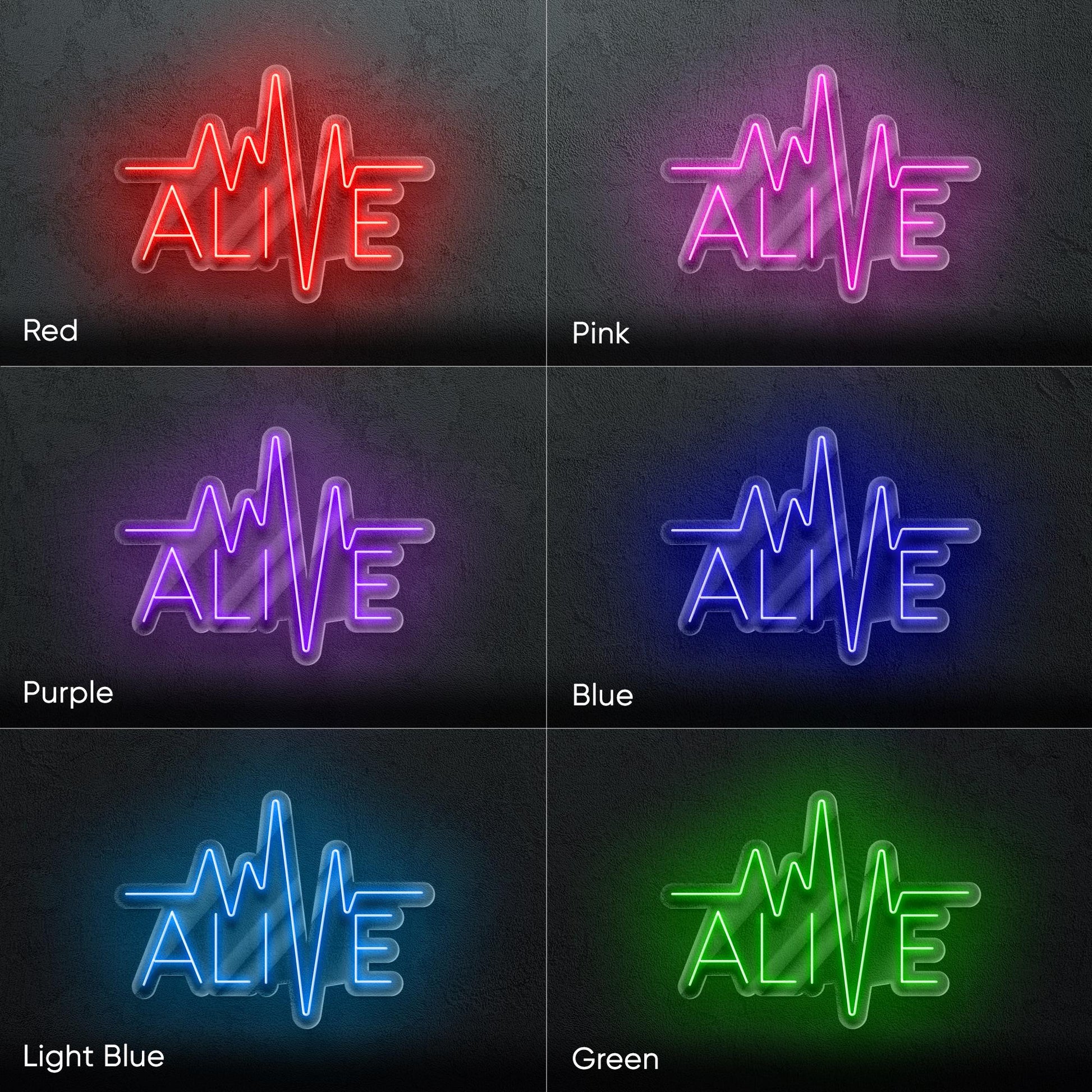 ALIVE LED Neon Sign – Electric heartbeat wall light with pulse design, perfect for gyms, studios, or modern interiors to energize your space