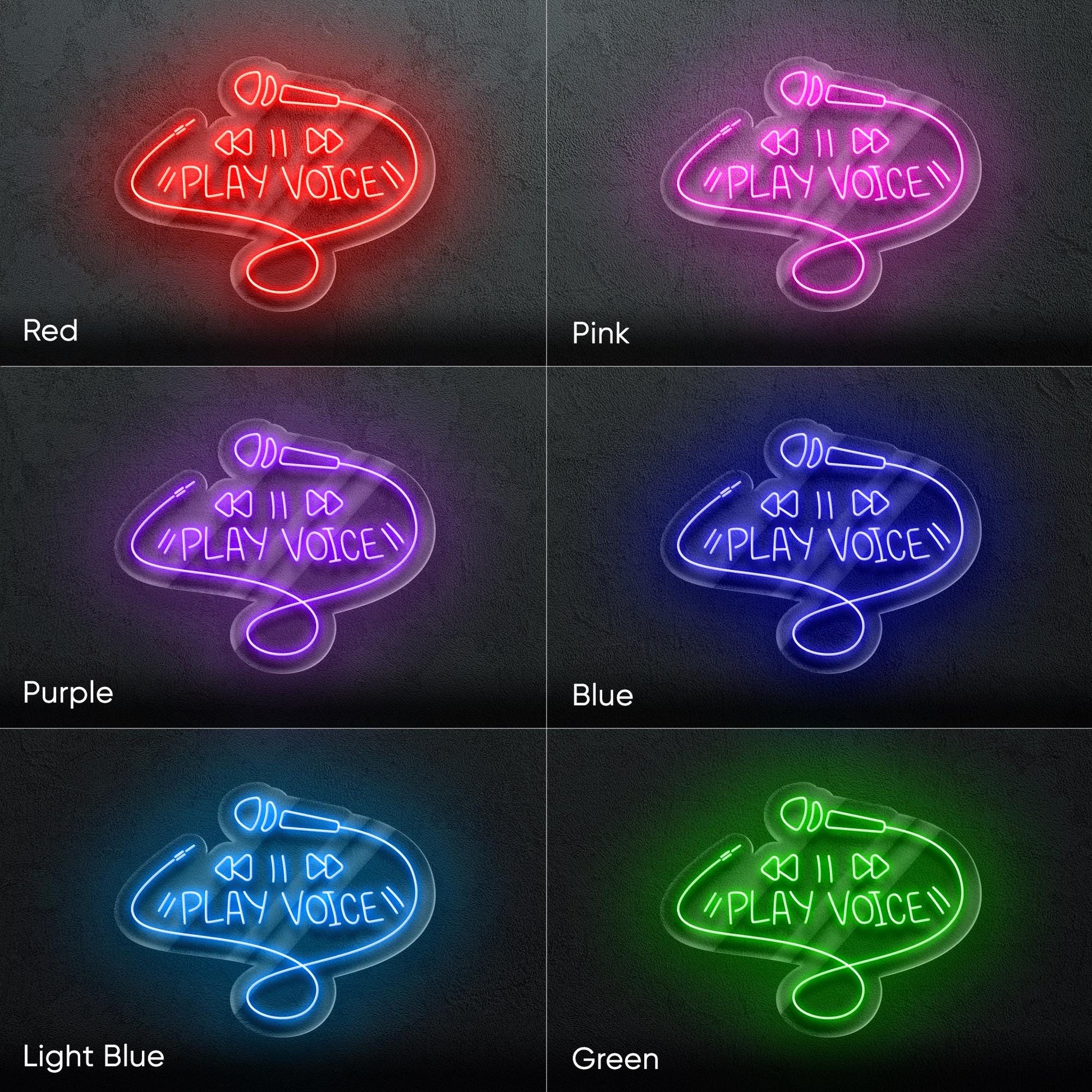 Play Voice LED Neon Sign – Microphone Wall Light for Podcast Studio, Karaoke Room or Music Bar, Cool Gift for Creators and Singers