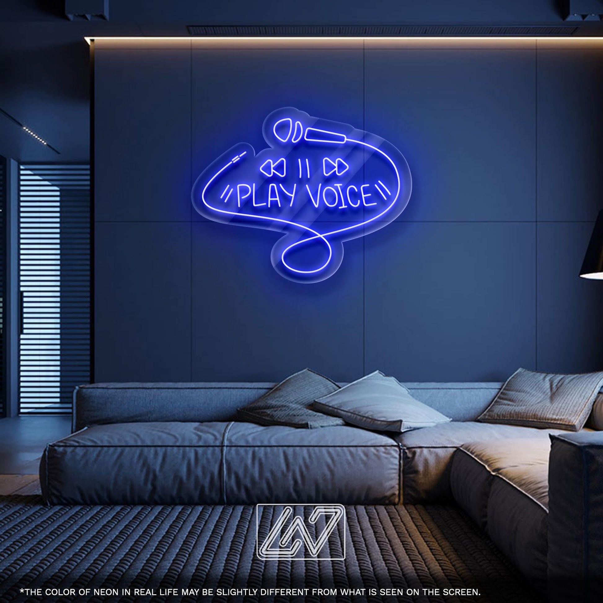 Play Voice LED Neon Sign – Microphone Wall Light for Podcast Studio, Karaoke Room or Music Bar, Cool Gift for Creators and Singers