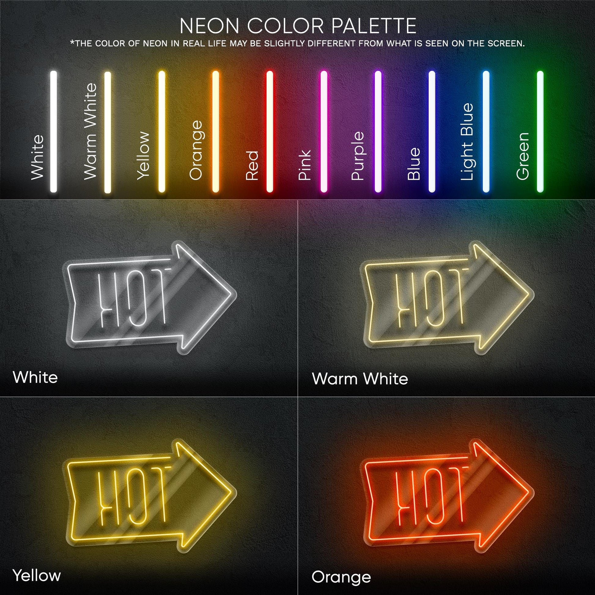 HOT LED Neon Sign with Arrow – Red Light Wall Decor for Bars, Diners, Food Stalls or Sales, Eye-Catching Business Signage