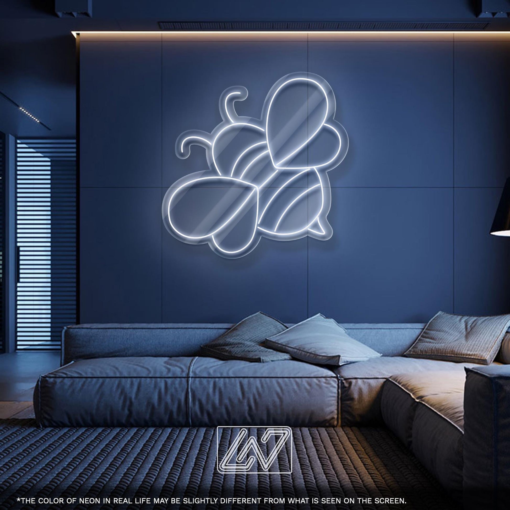 Cute Bee LED Neon Sign – White and Yellow Insect Wall Light for Kids Room, Nursery, Beekeeping Gift or Nature-Themed Decor