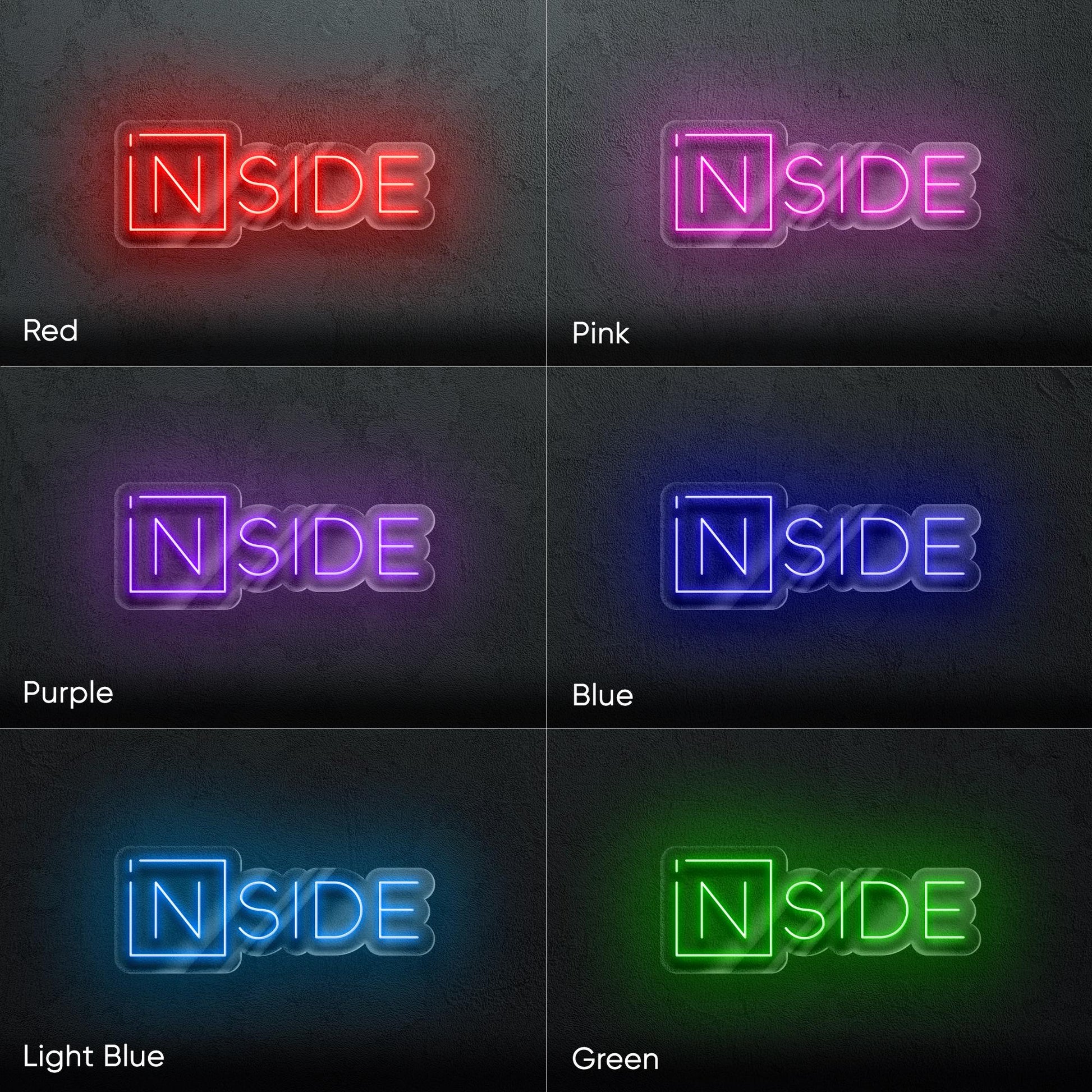 INSIDE LED Neon Sign – Minimalist Typography Wall Light for Office, Studio, Entryway or Creative Interior Accent Lighting