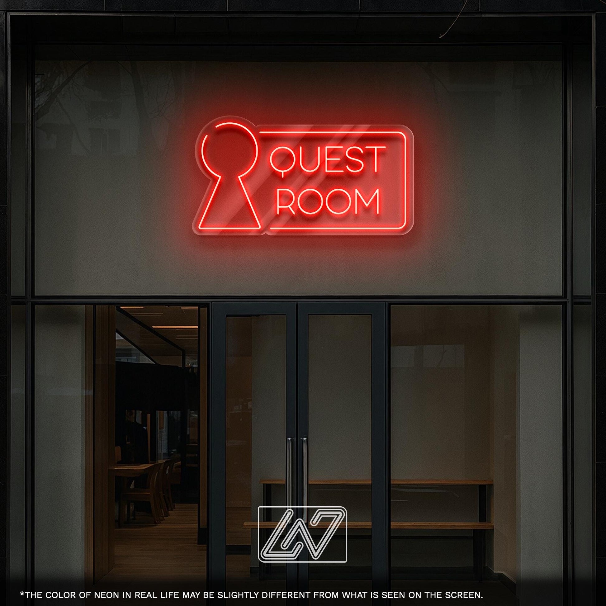 Quest Room LED Neon Sign – Bright modern signage for escape rooms, perfect for entrances, lobbies or entertainment venues