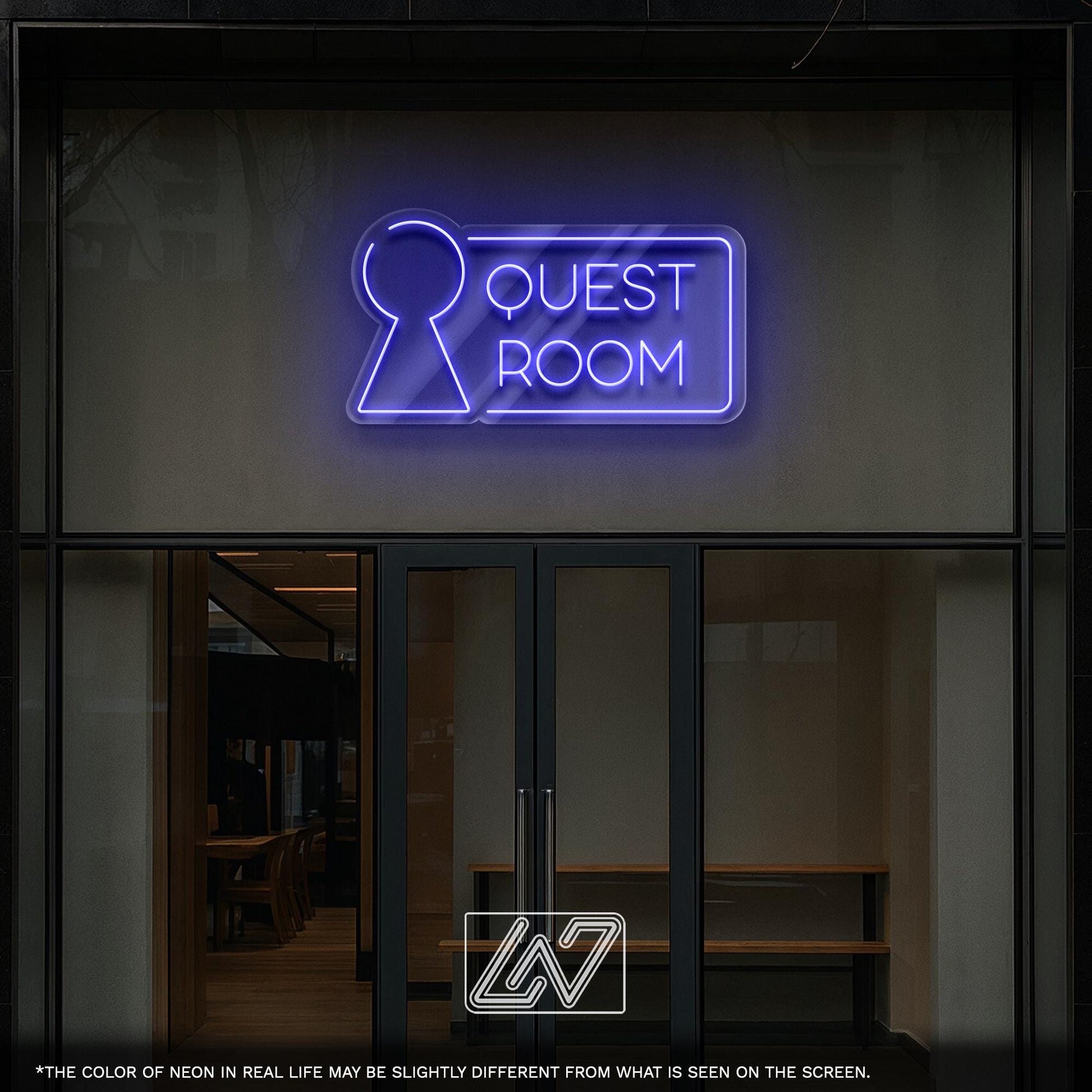 Quest Room LED Neon Sign – Bright modern signage for escape rooms, perfect for entrances, lobbies or entertainment venues