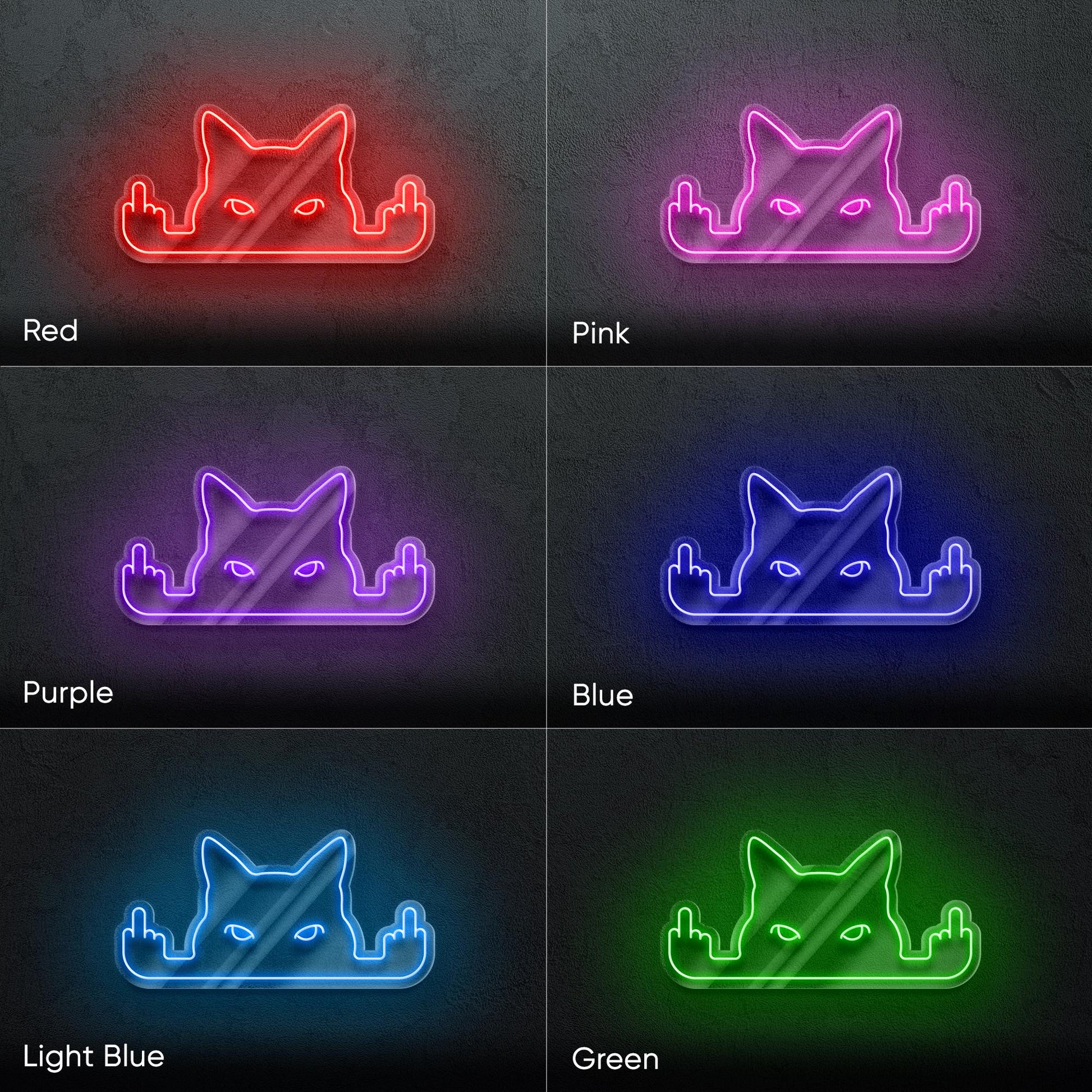 F*ck Cat LED Neon Sign – Funny rebellious room decor for cat lovers, teens or gamers, bold statement piece with attitude