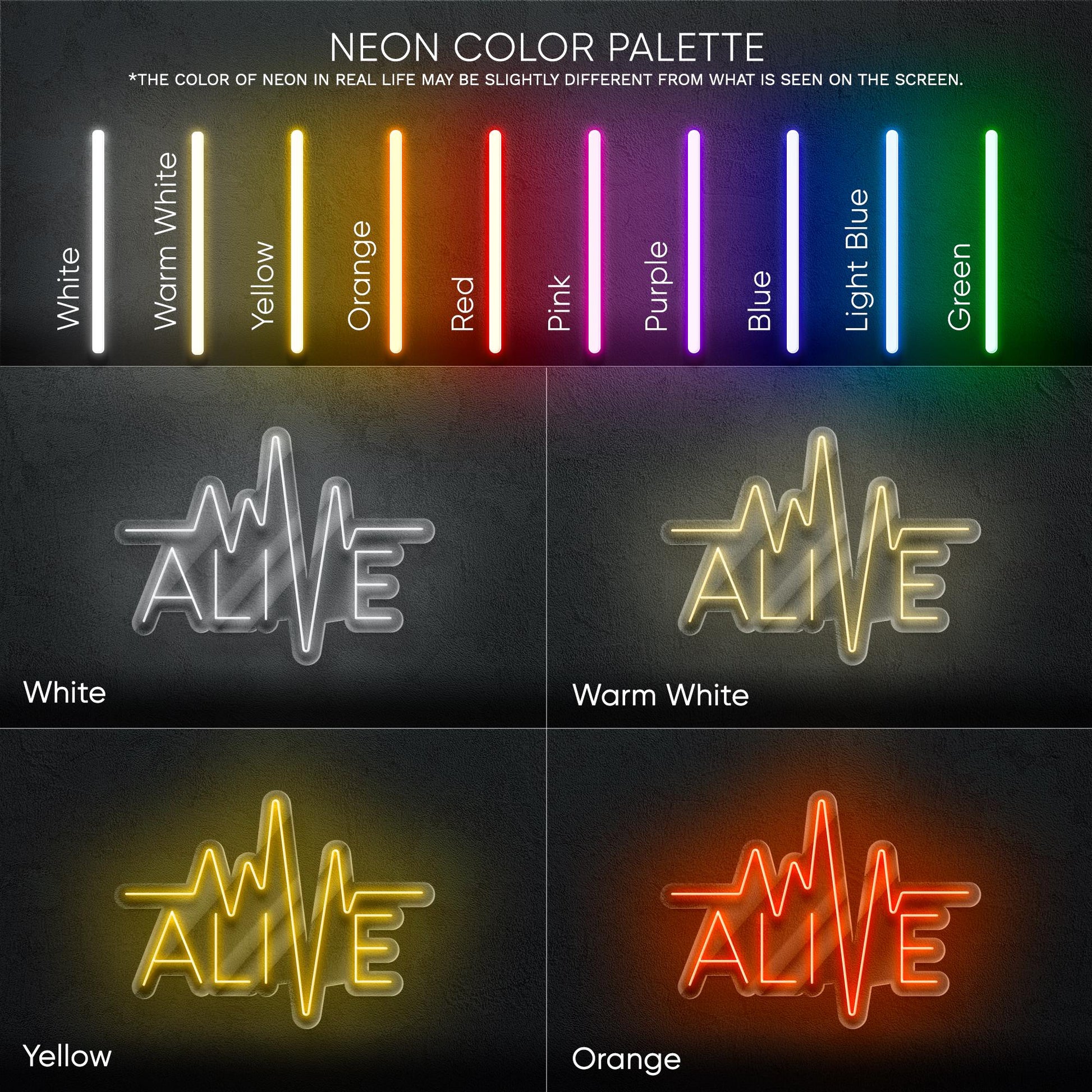 ALIVE LED Neon Sign – Electric heartbeat wall light with pulse design, perfect for gyms, studios, or modern interiors to energize your space