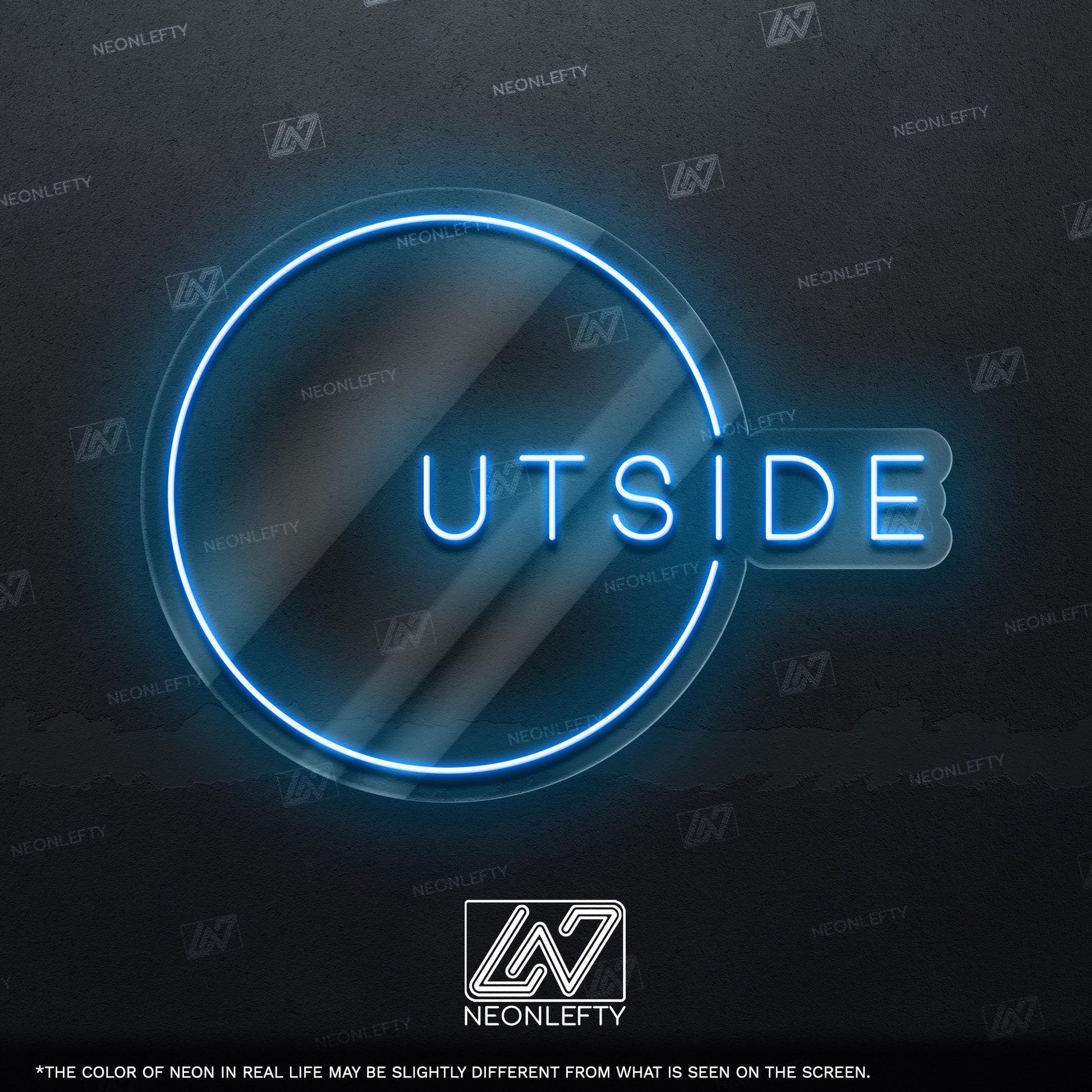 Outside Neon Sign - Modern LED sign with circular design, perfect for terrace, balcony, patio lounge, or nature-inspired interiors