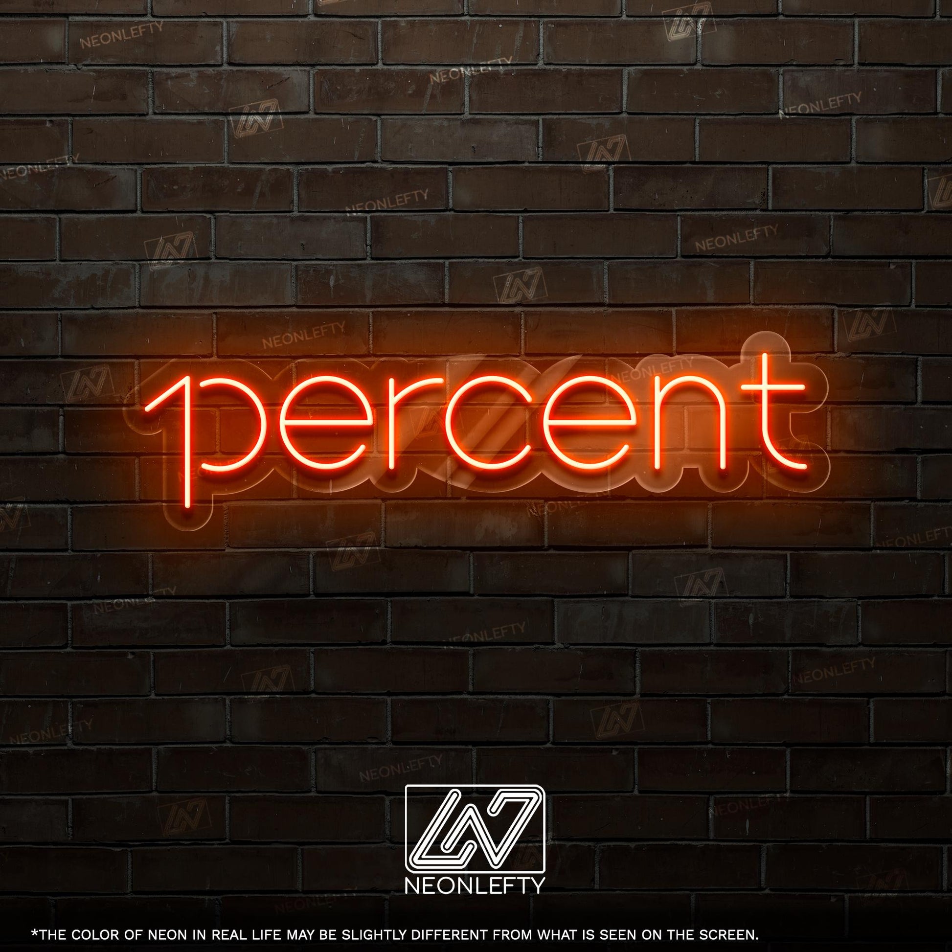1Percent Neon Sign - Motivational LED wall decor with clean modern typography, perfect for gyms, offices, studios or goal-oriented spaces