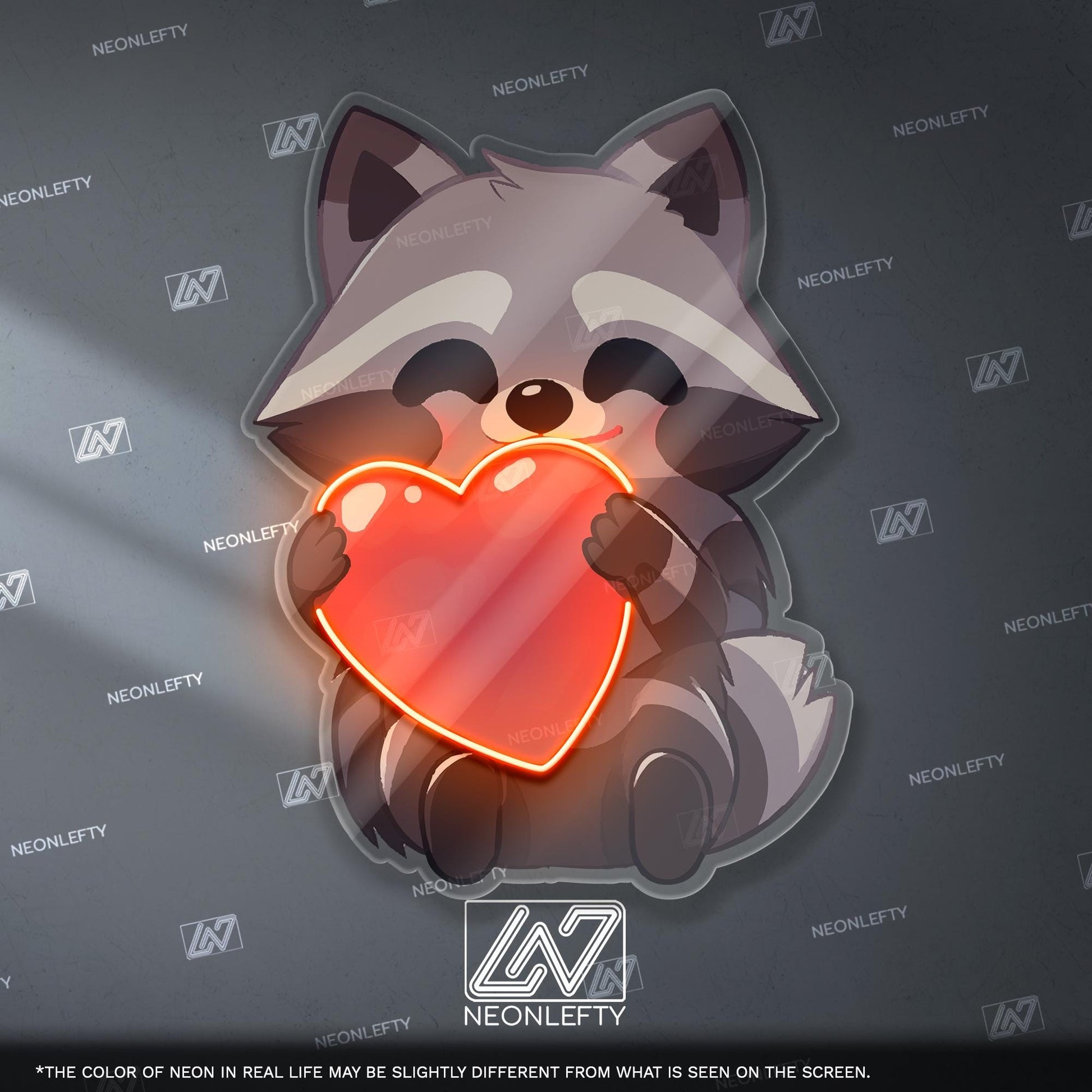 Raccoon with Heart Neon Sign