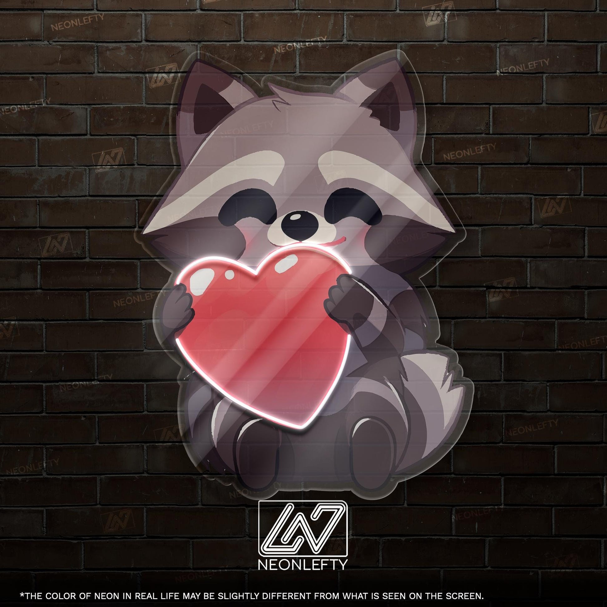 Raccoon with Heart Neon Sign