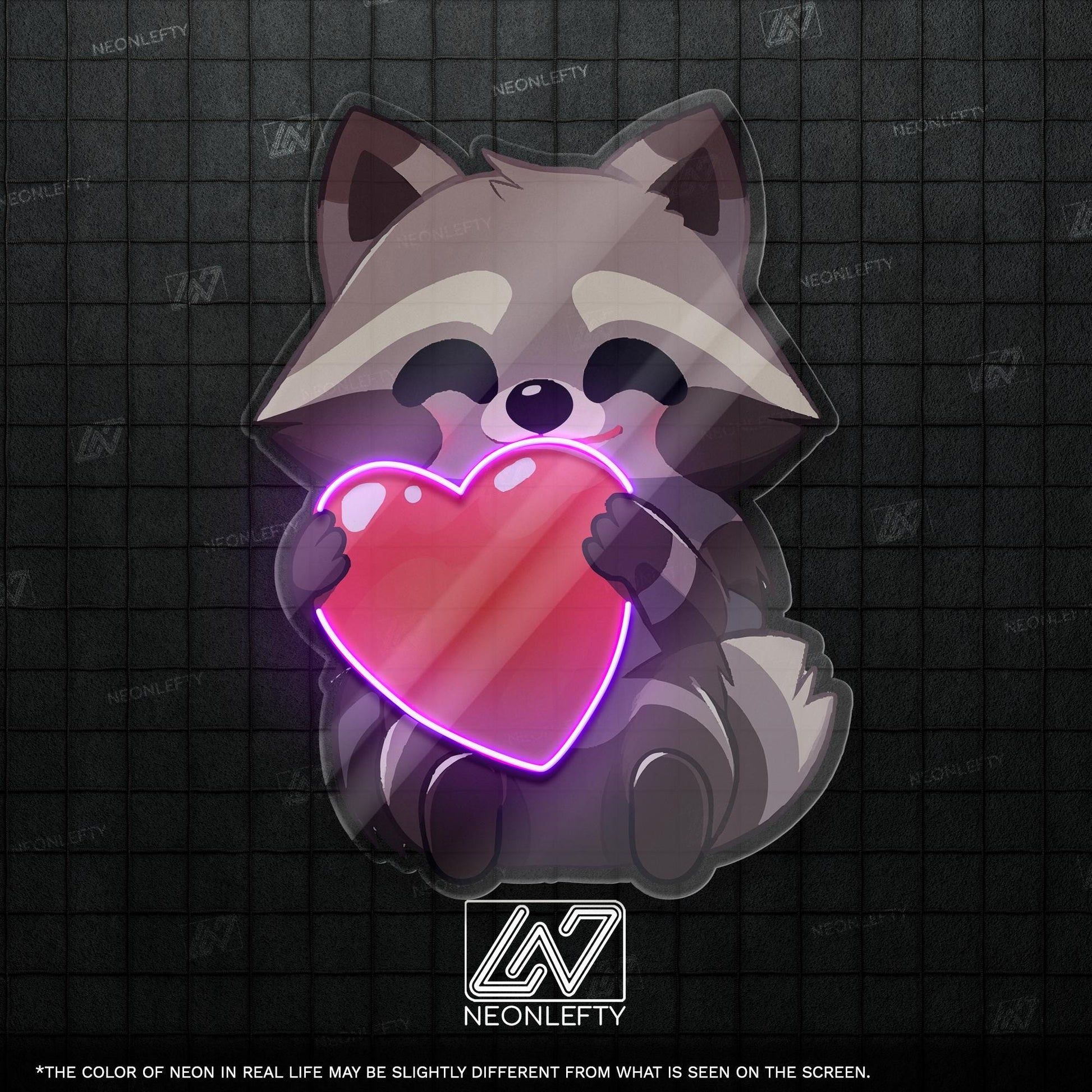 Raccoon with Heart Neon Sign