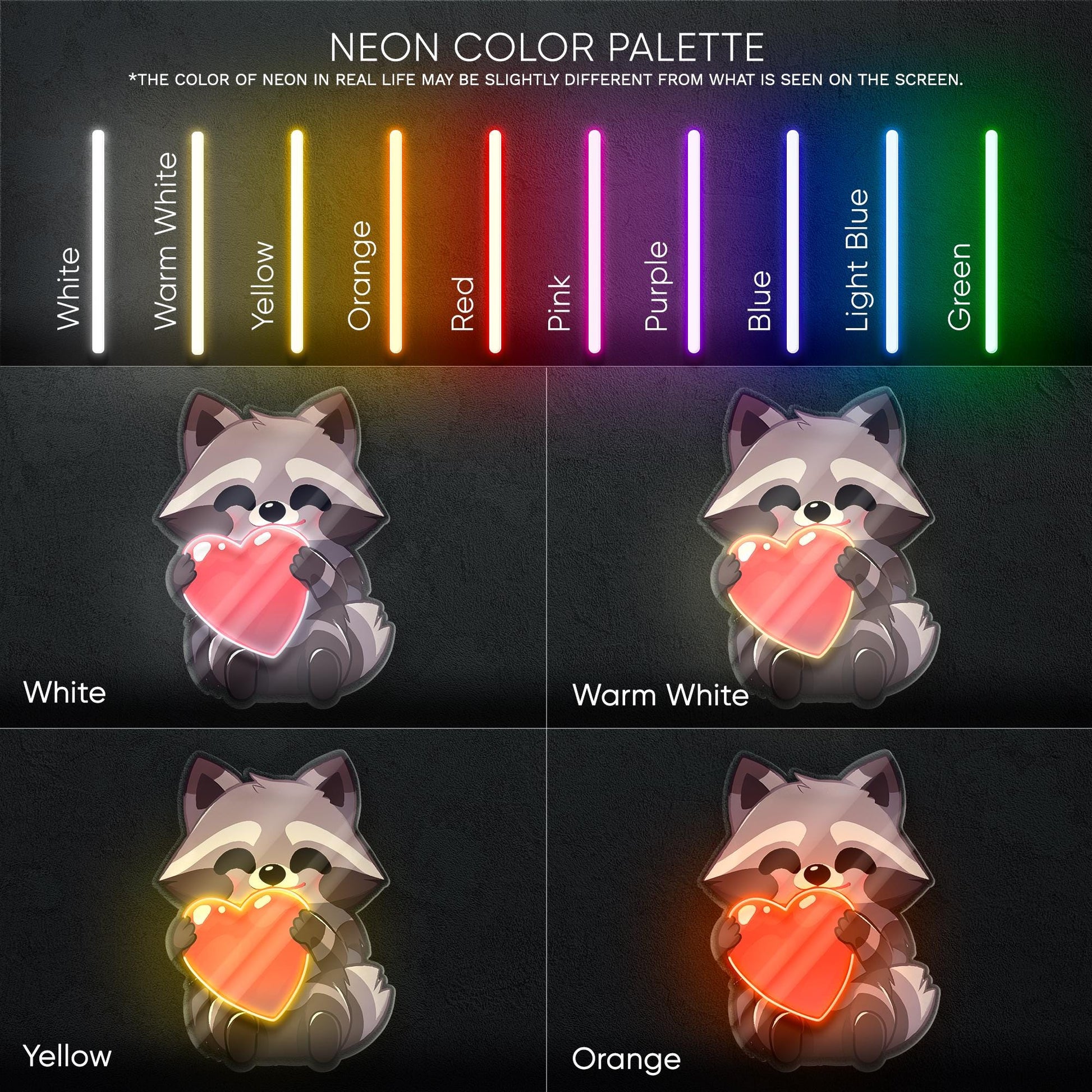 Raccoon with Heart Neon Sign