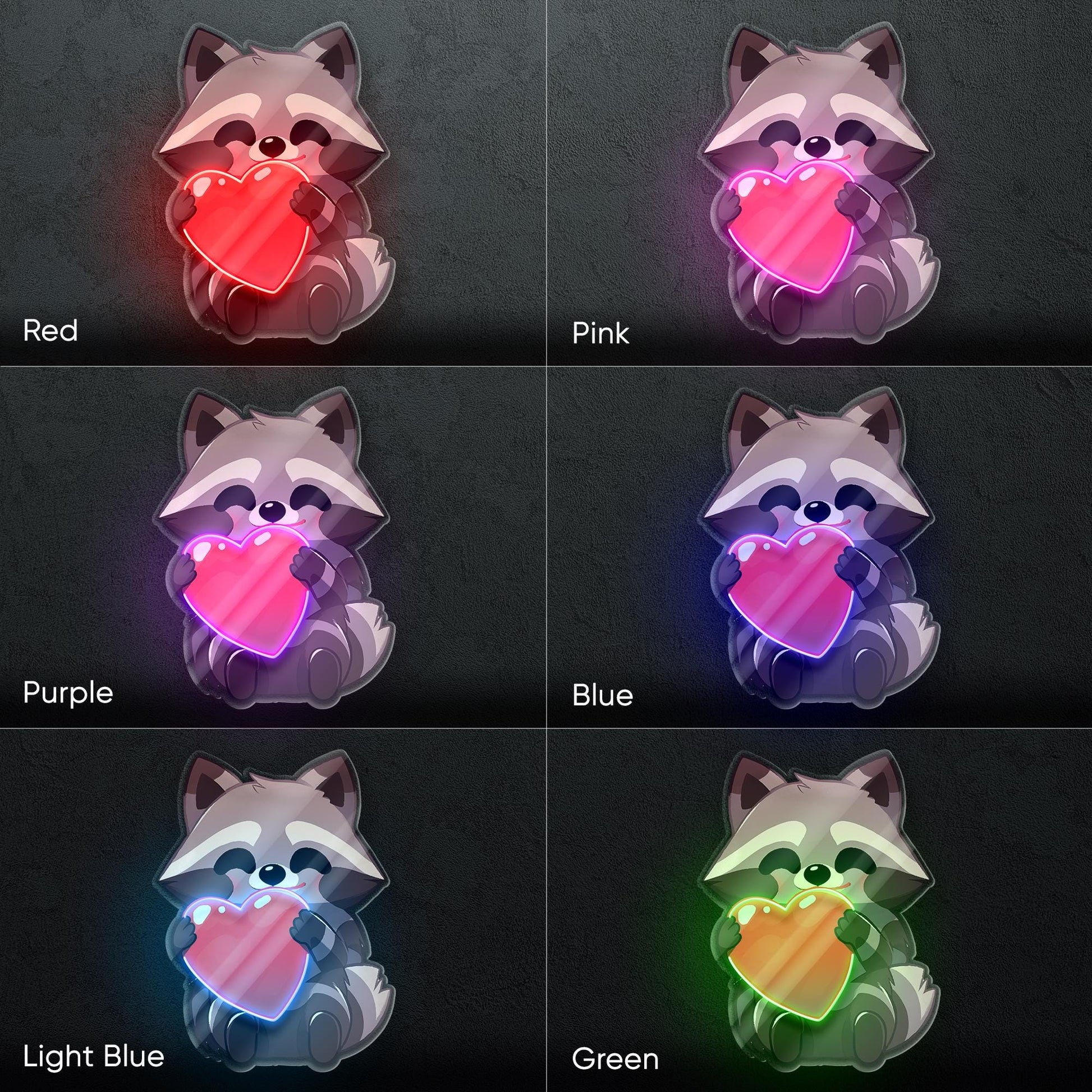 Raccoon with Heart Neon Sign