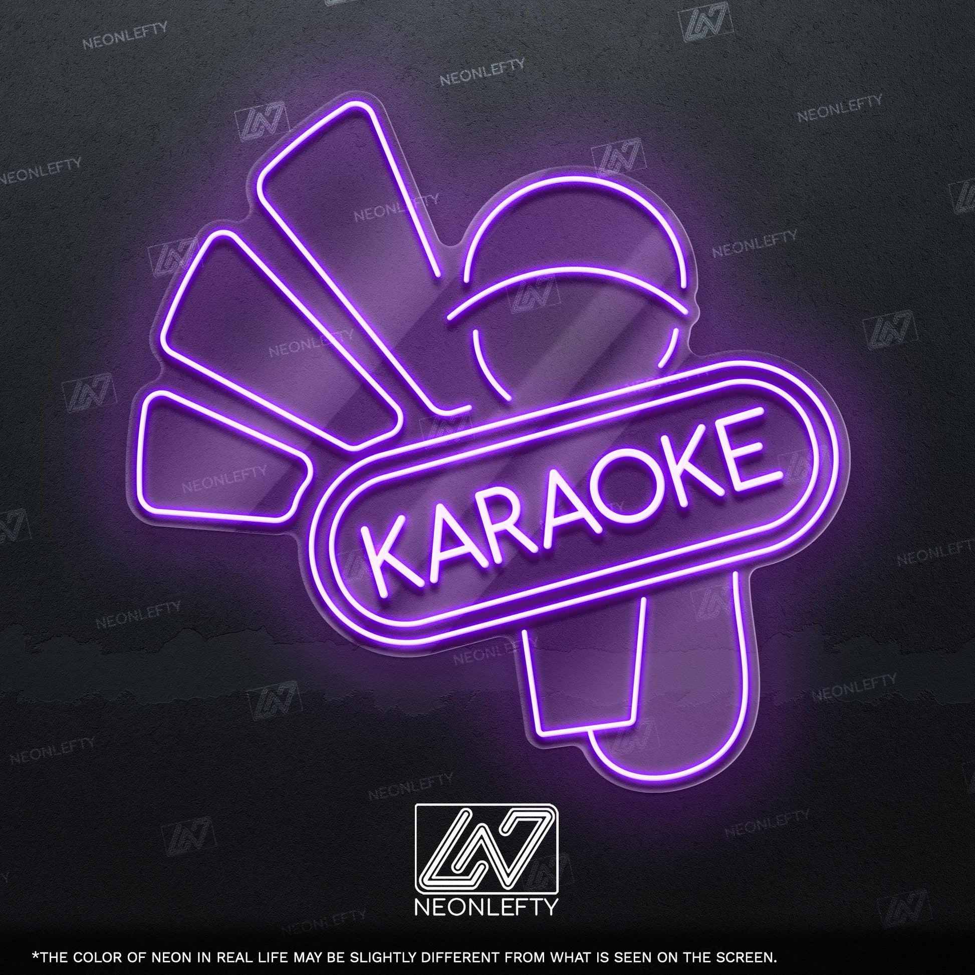 Karaoke - LED neon sign with microphone and sound waves design for karaoke bars, music rooms, home parties or singing lovers fun wall decor