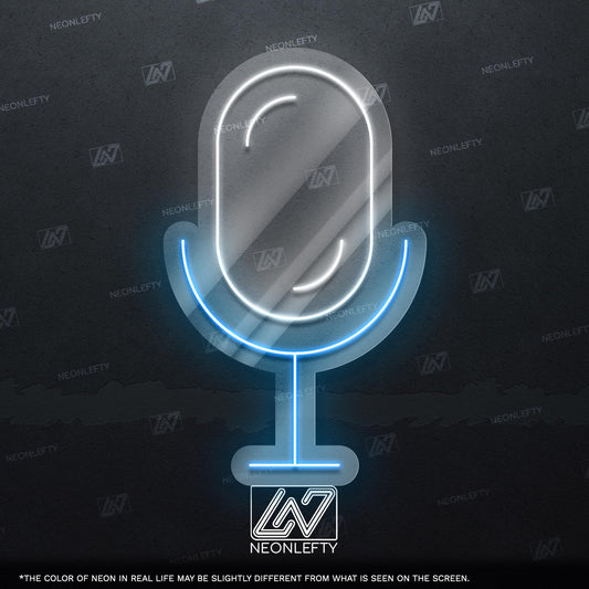 Microphone - LED neon sign, studio mic design perfect for podcast rooms, music studios, content creator setups, modern vocal-themed decor