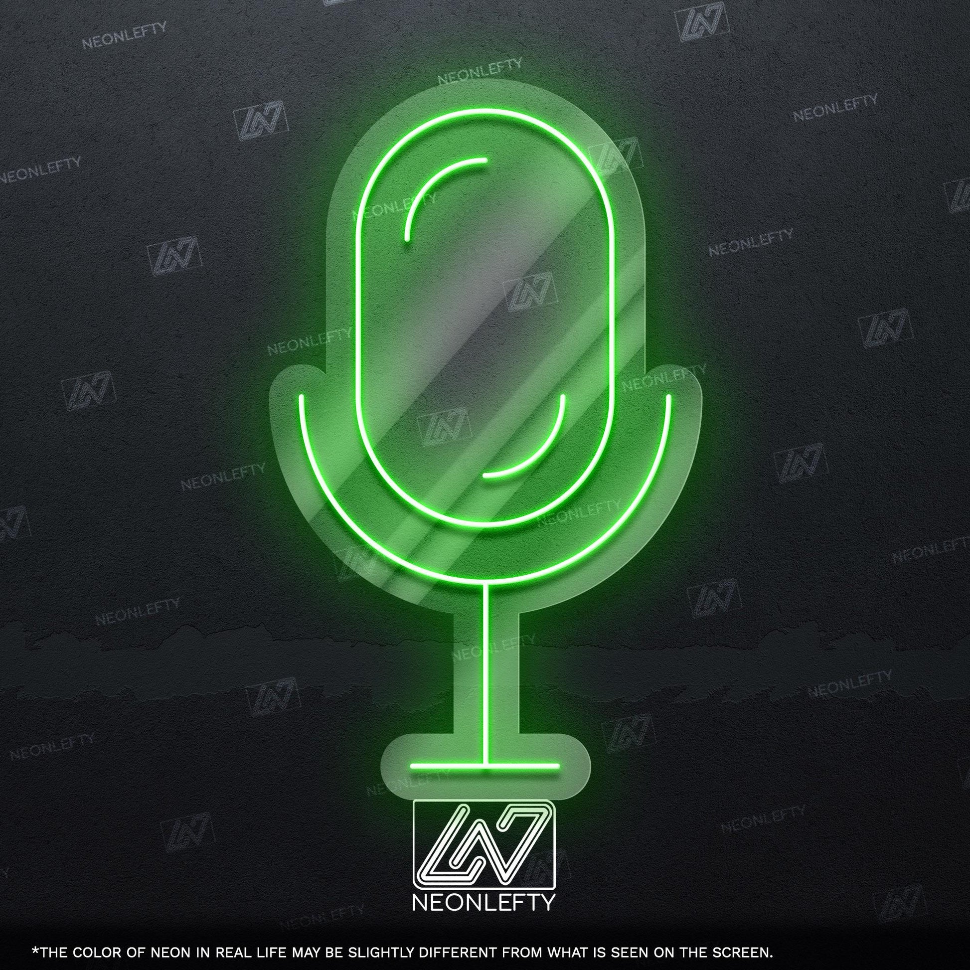 Microphone - LED neon sign, studio mic design perfect for podcast rooms, music studios, content creator setups, modern vocal-themed decor