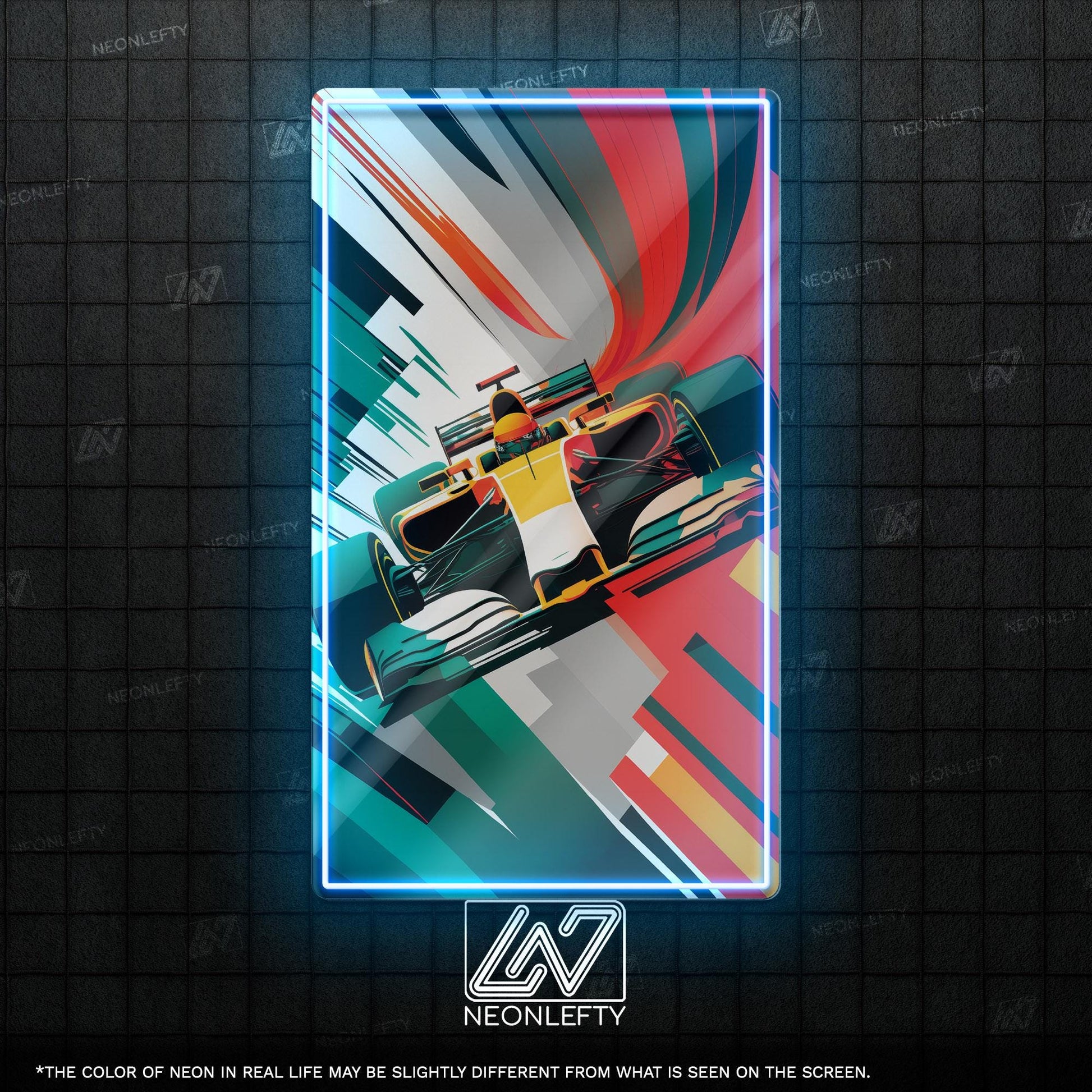 F1 Car - LED UV print neon sign with dynamic F1 race car design perfect for motorsport fans, game rooms, garages or racing-themed wall decor