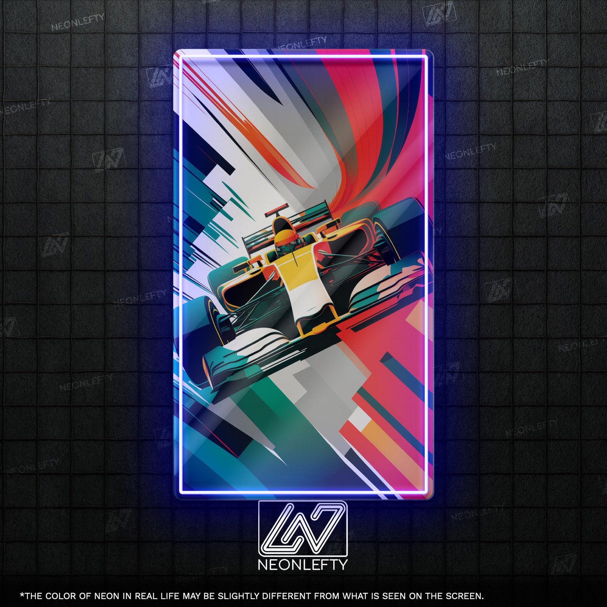 F1 Car - LED UV print neon sign with dynamic F1 race car design perfect for motorsport fans, game rooms, garages or racing-themed wall decor