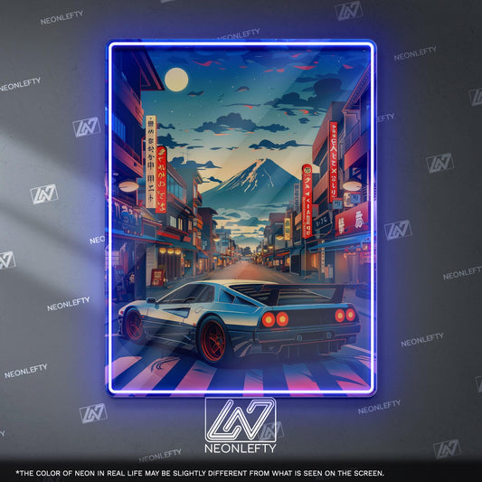 JDM Neon Sign - Retro Japanese street racing wall decor for car lovers, man cave, garage or gaming room ambience