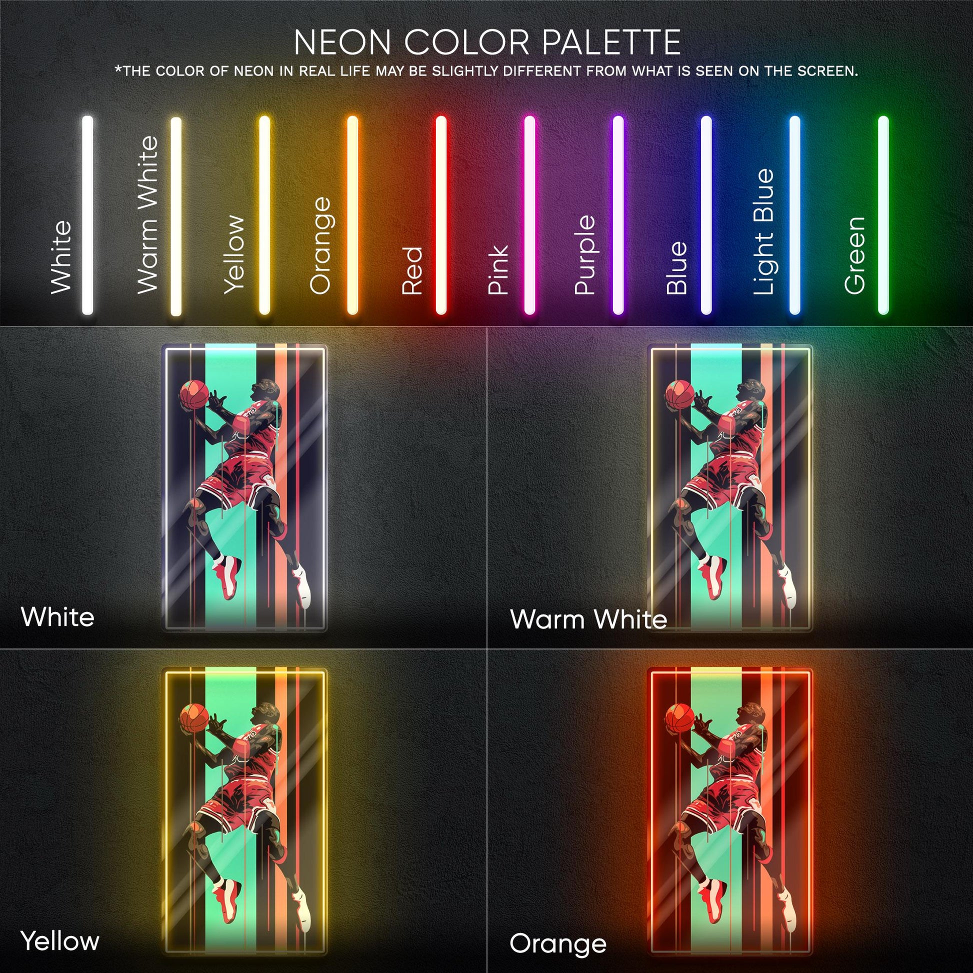 Jordan Neon Sign - basketball wall decor inspired by the legend of the game, perfect for sports room, gym, man cave or sneakerhead space