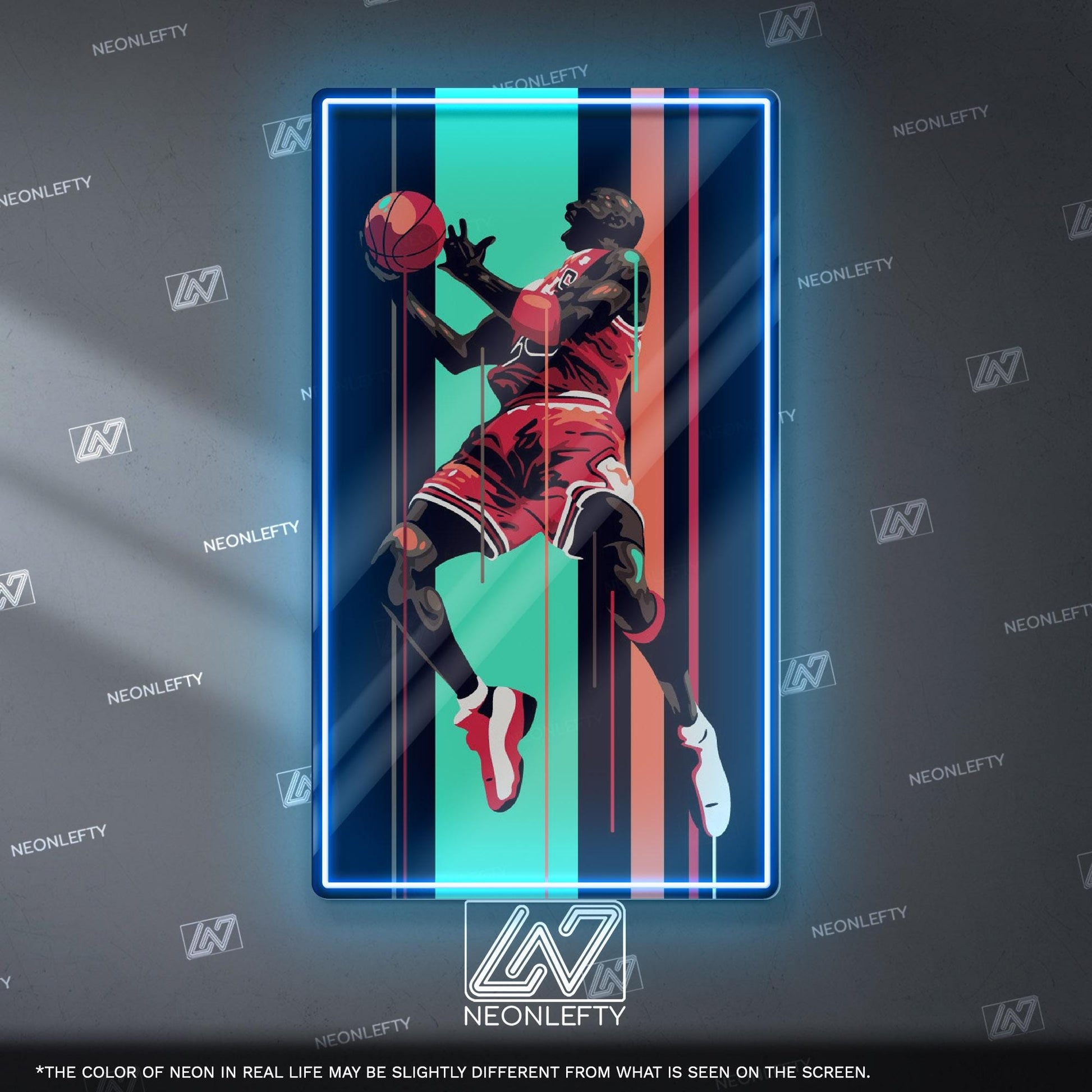 Jordan Neon Sign - basketball wall decor inspired by the legend of the game, perfect for sports room, gym, man cave or sneakerhead space