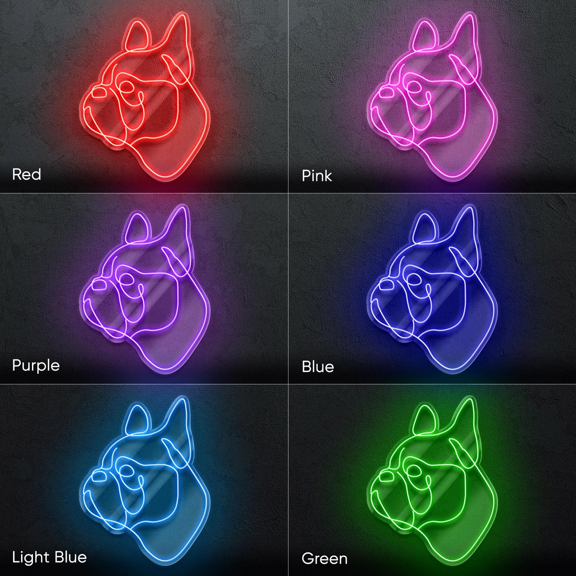 French Bulldog Neon Sign - Minimalist line dog wall art for pet lovers, perfect for living room, hallway, office or modern interior space