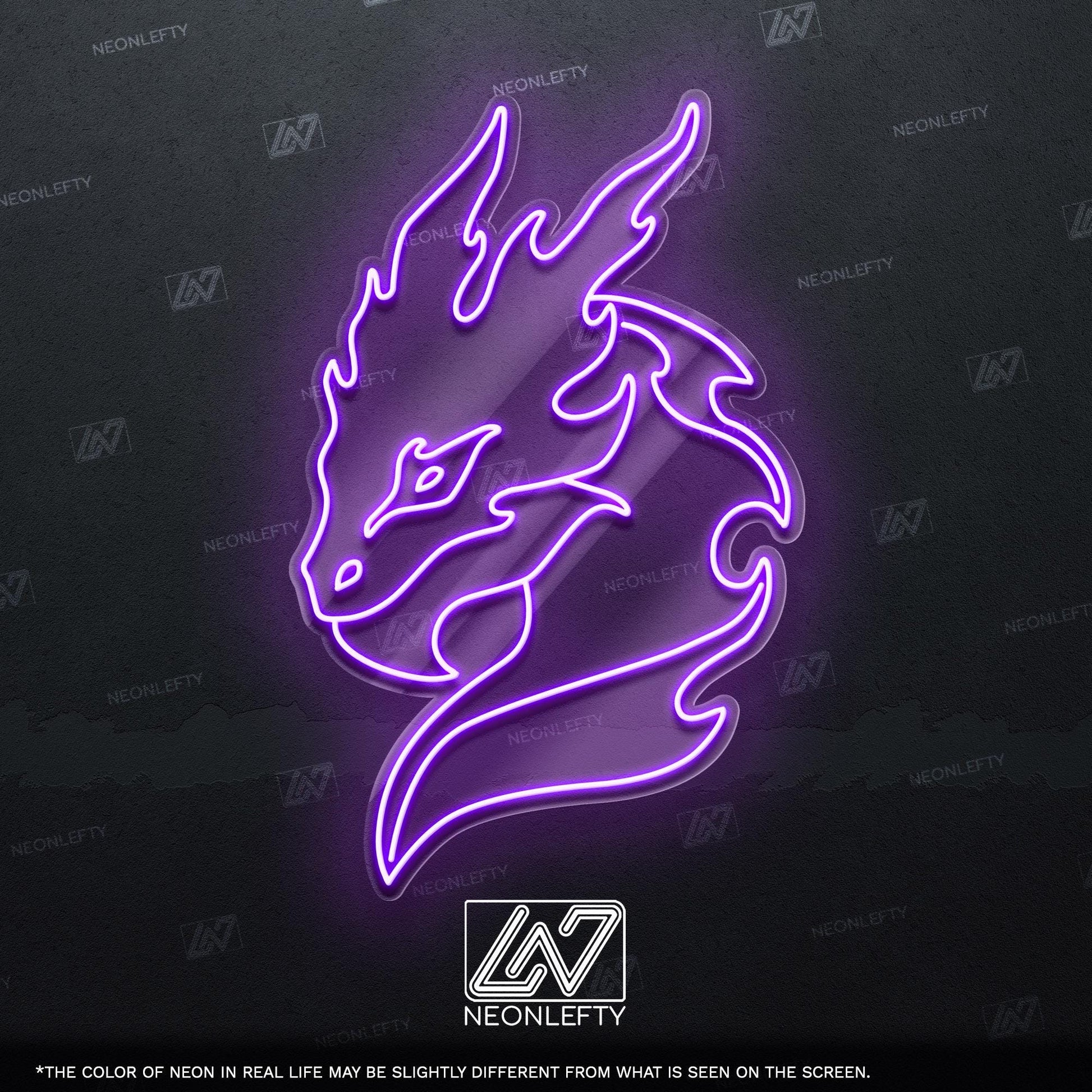 Dragon - LED neon sign with flaming dragon head design for game rooms, fantasy-themed decor, man caves or anime and mythology lover’s space