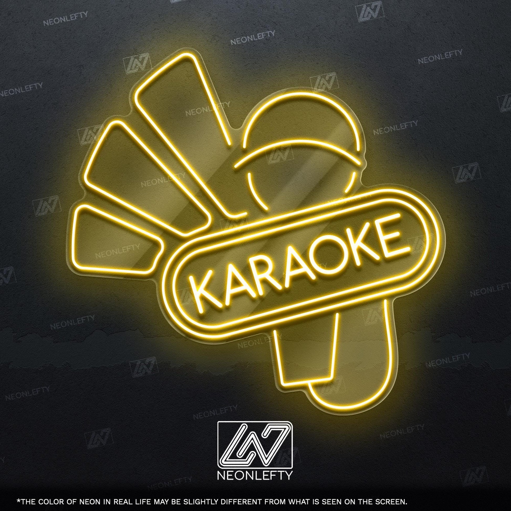 Karaoke - LED neon sign with microphone and sound waves design for karaoke bars, music rooms, home parties or singing lovers fun wall decor