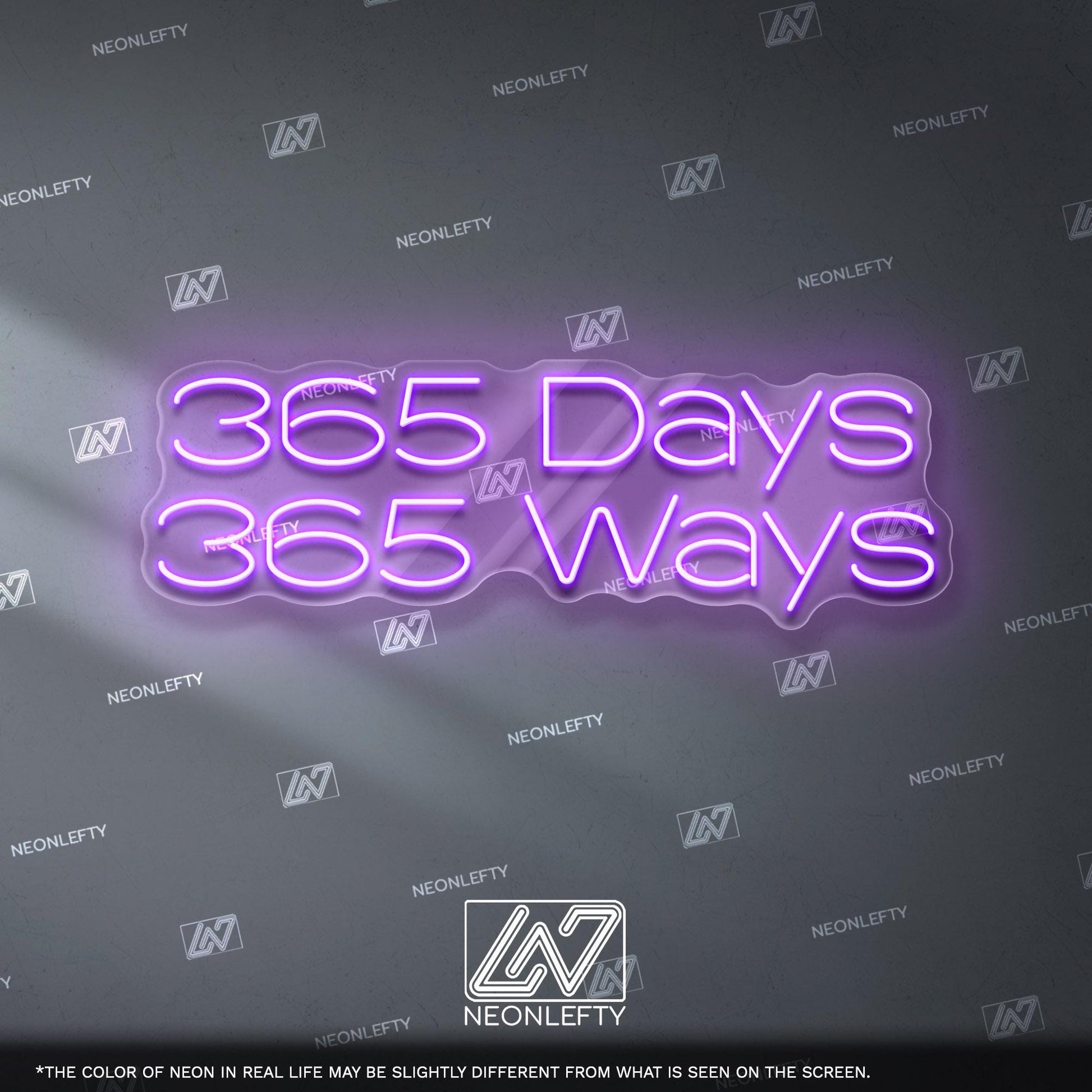 365 Days 365 Ways Neon Sign - Inspirational daily motivation quote wall decor for office, gym, studio, workspace with energetic modern vibes