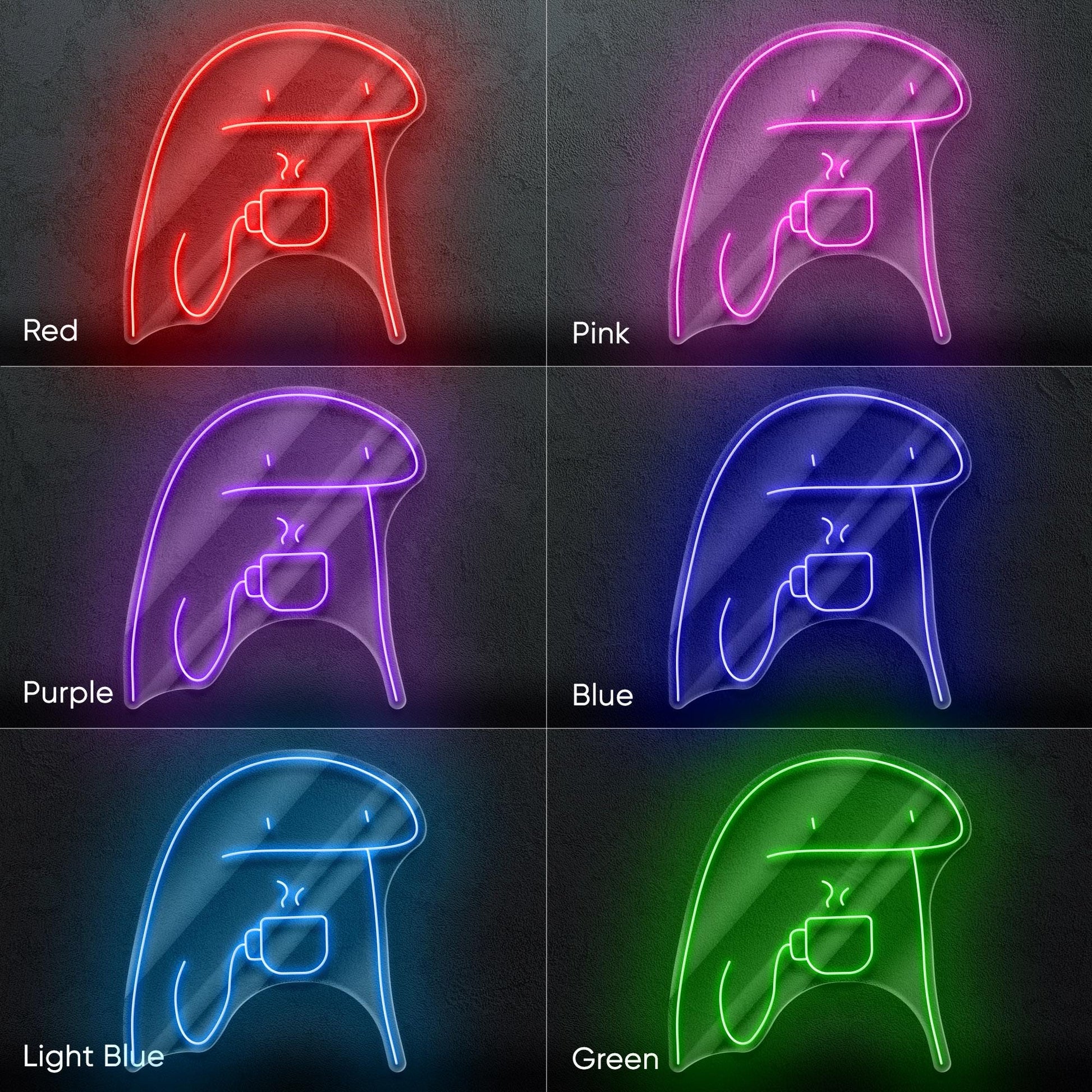 Coffee Dude Neon Sign - Funny minimalist coffee lover wall art for kitchen, cafe, office or chill corner with cozy and quirky morning vibes