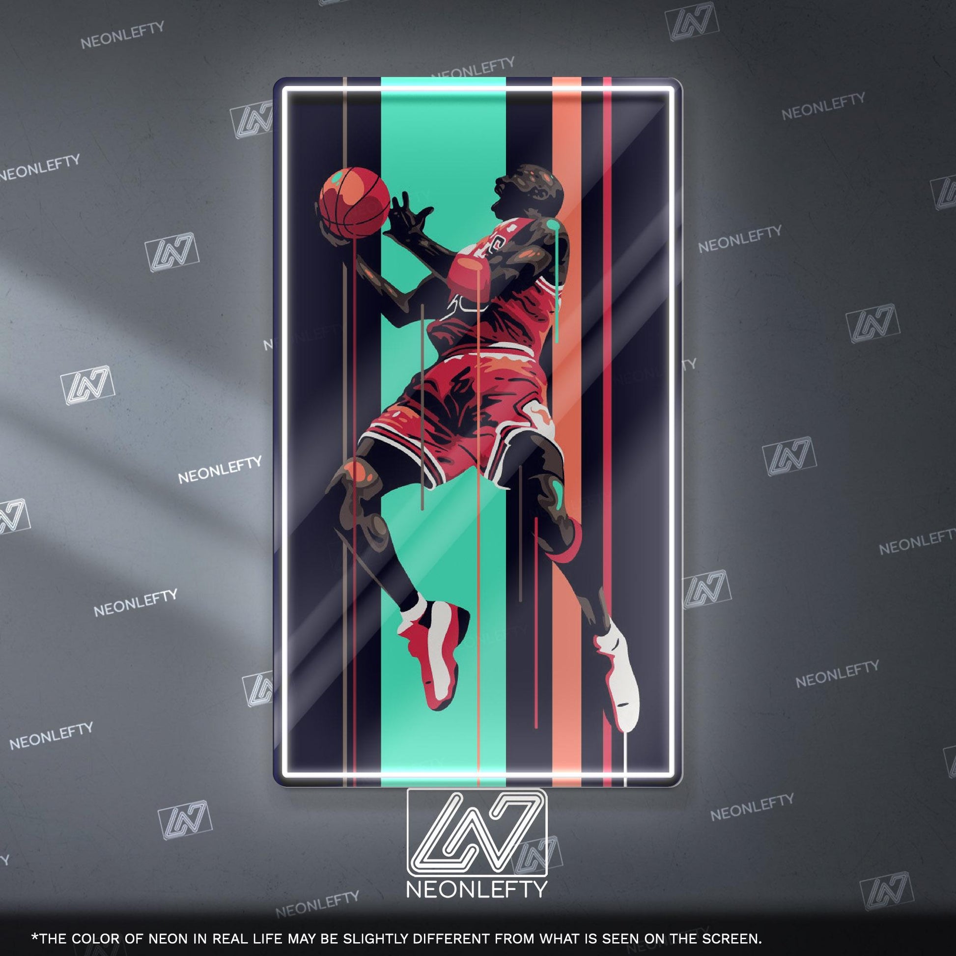 Jordan Neon Sign - basketball wall decor inspired by the legend of the game, perfect for sports room, gym, man cave or sneakerhead space