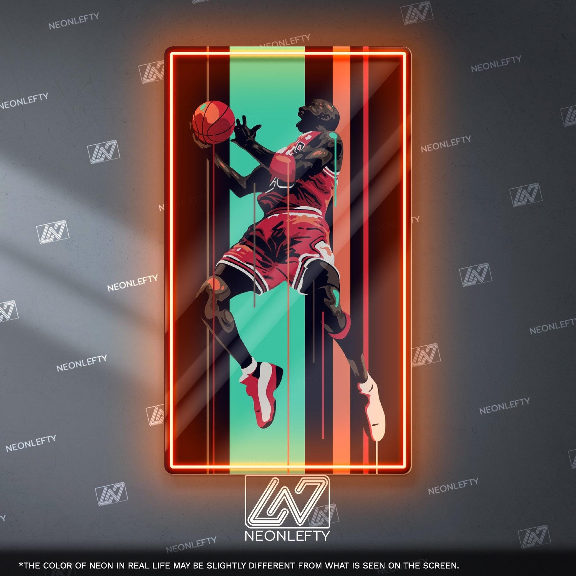 Jordan Neon Sign - basketball wall decor inspired by the legend of the game, perfect for sports room, gym, man cave or sneakerhead space
