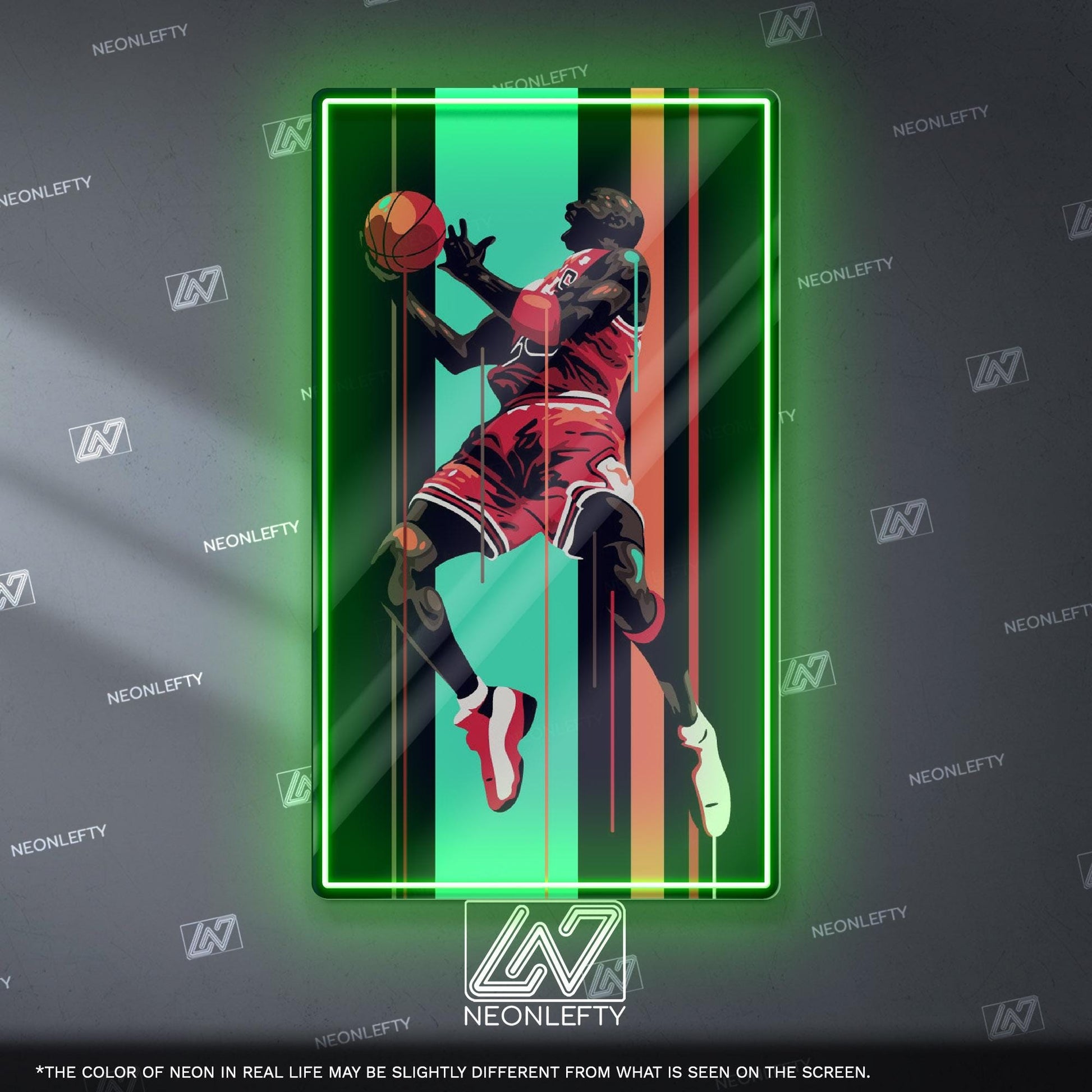 Jordan Neon Sign - basketball wall decor inspired by the legend of the game, perfect for sports room, gym, man cave or sneakerhead space