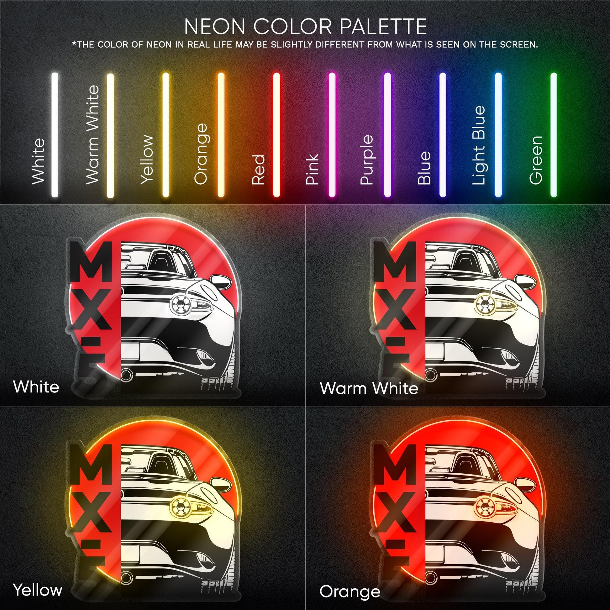 Mazda MX-5 Neon Sign - Iconic roadster wall art inspired by the legendary Miata, perfect for garage car studio, driving enthusiast