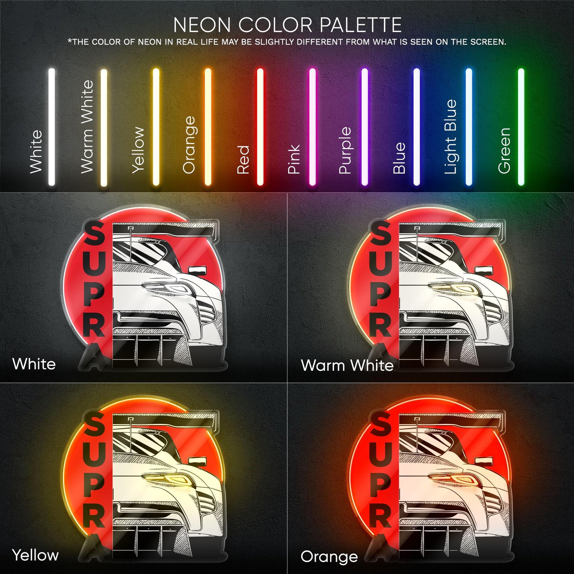 Toyota Supra GR Neon Sign - Custom LED sign for JDM car lovers, perfect for garage decor, car meet displays, or tuning enthusiast gifts