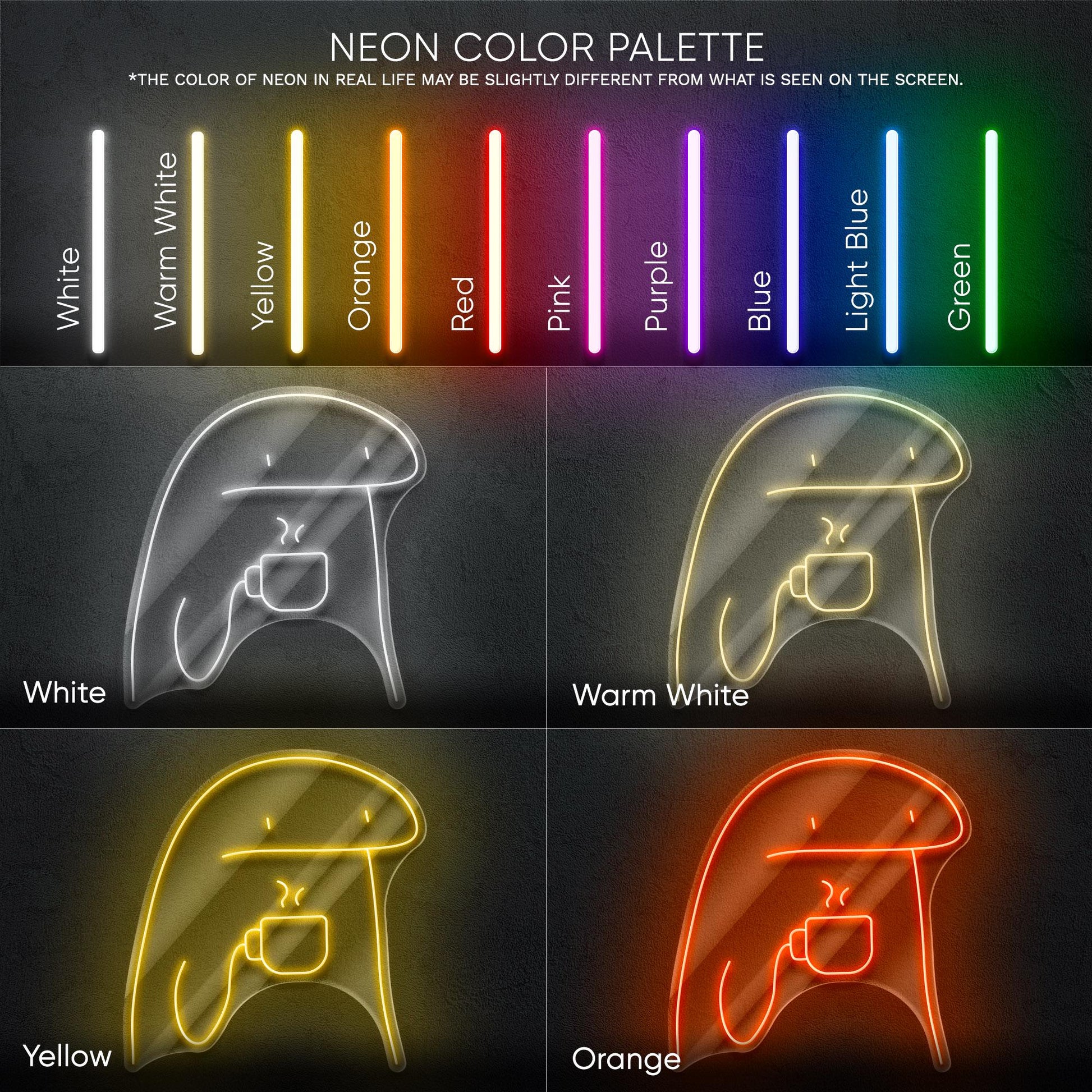 Coffee Dude Neon Sign - Funny minimalist coffee lover wall art for kitchen, cafe, office or chill corner with cozy and quirky morning vibes