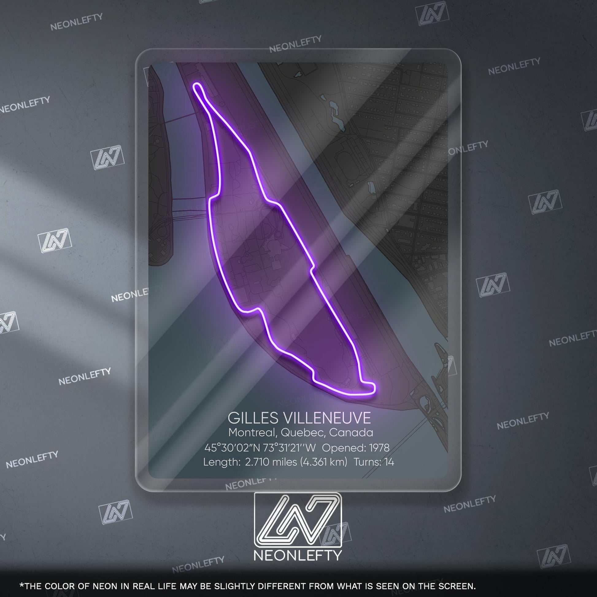 Gilles Villeneuve Neon Sign - Iconic Canadian Formula 1 circuit wall art, perfect for garage, man cave, motorsport room or racing enthusiast