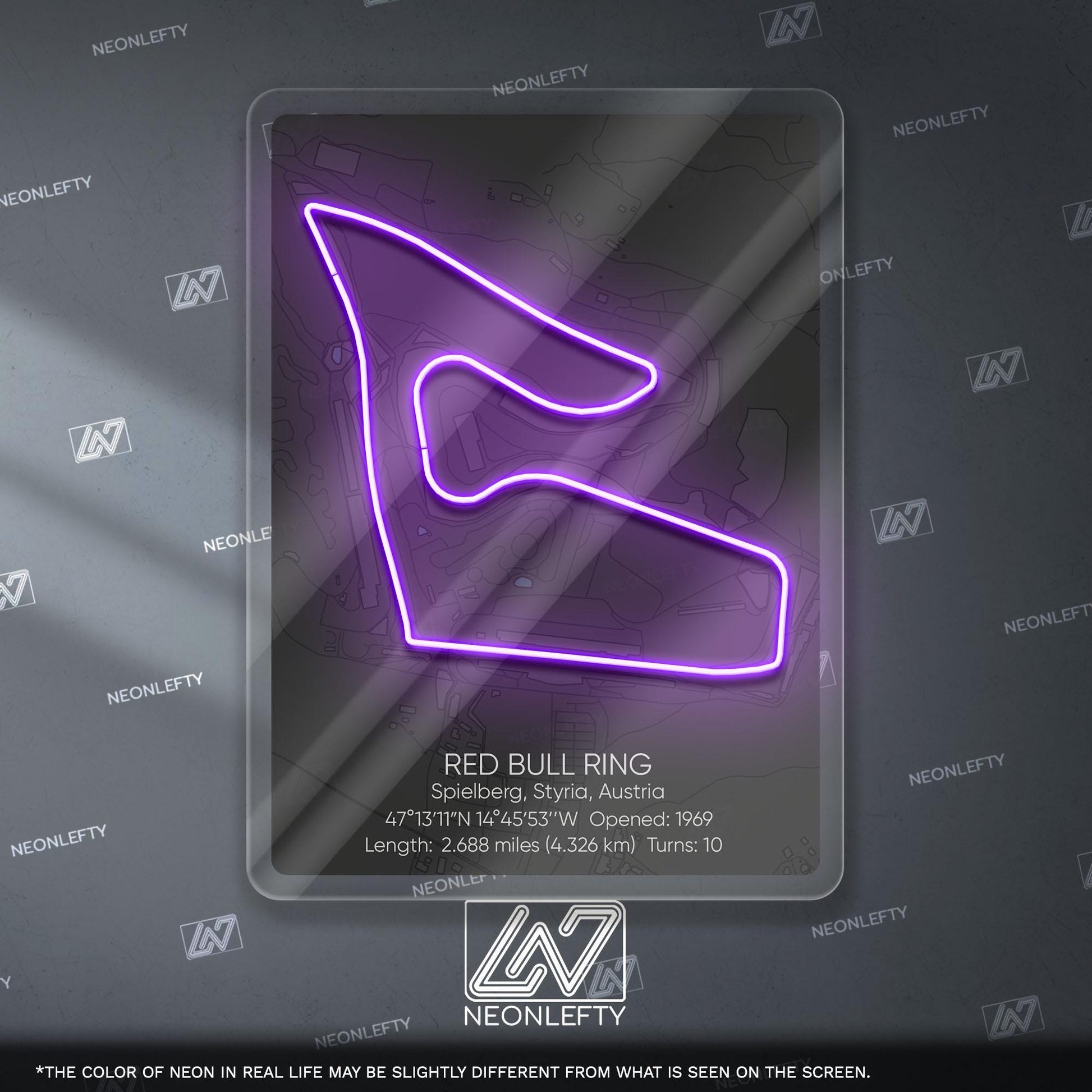 Red Bull Ring Neon Sign - Legendary Austrian Formula 1 circuit wall art, perfect for garage, man cave, gaming room or motorsport interior