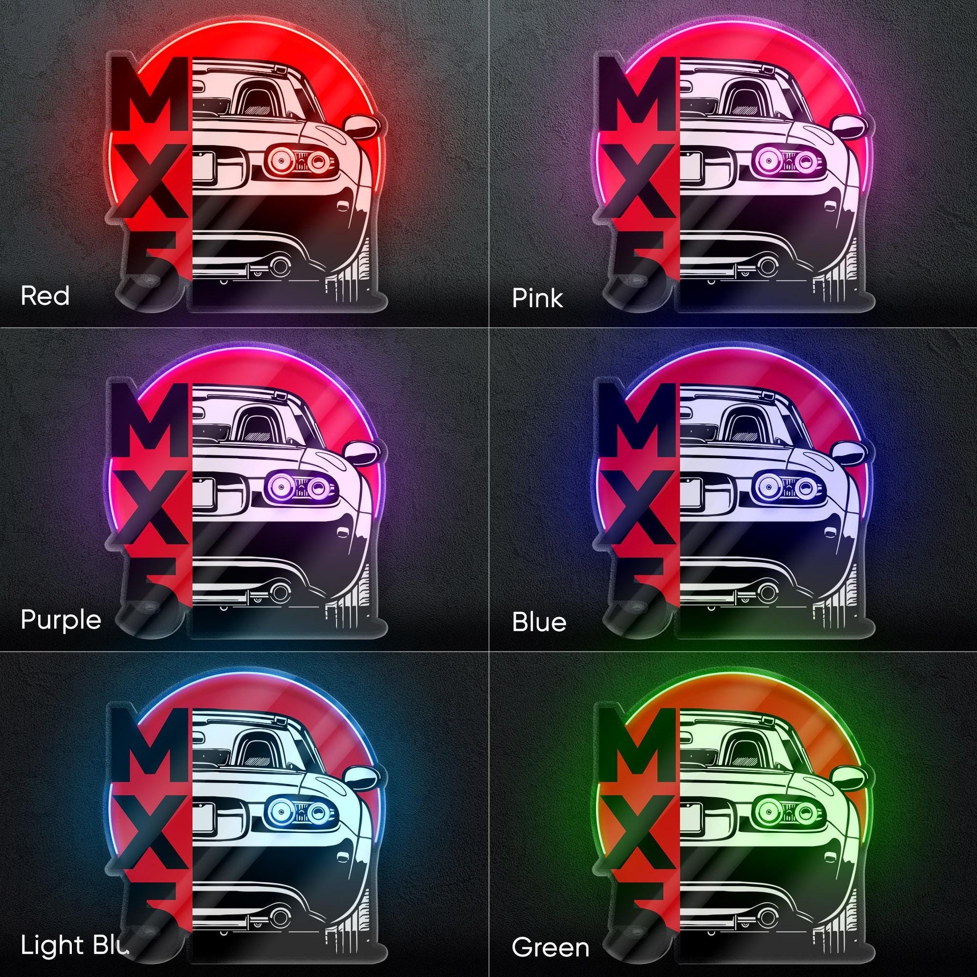 Mazda MX-5 Miata Neon Sign - Iconic roadster wall art inspired by the legendary Miata, perfect for garage car studio, driving enthusiast