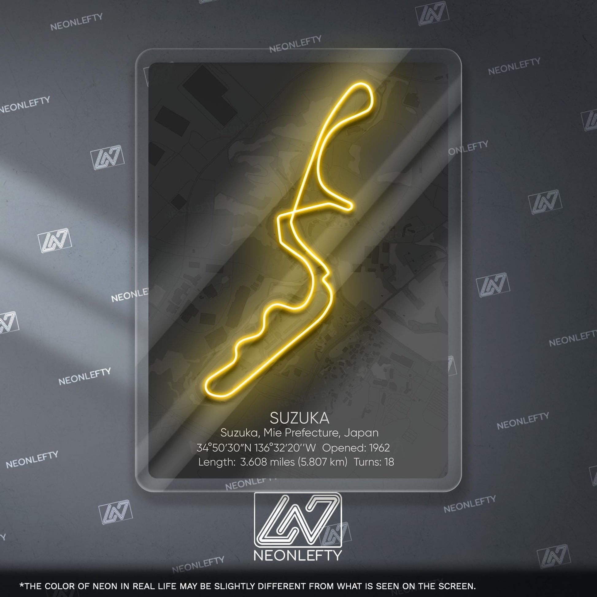 Suzuka Circuit Neon Sign - Legendary Japanese Formula 1 race track wall art for motorsport fans, perfect for garage, man cave JDM enthusiast