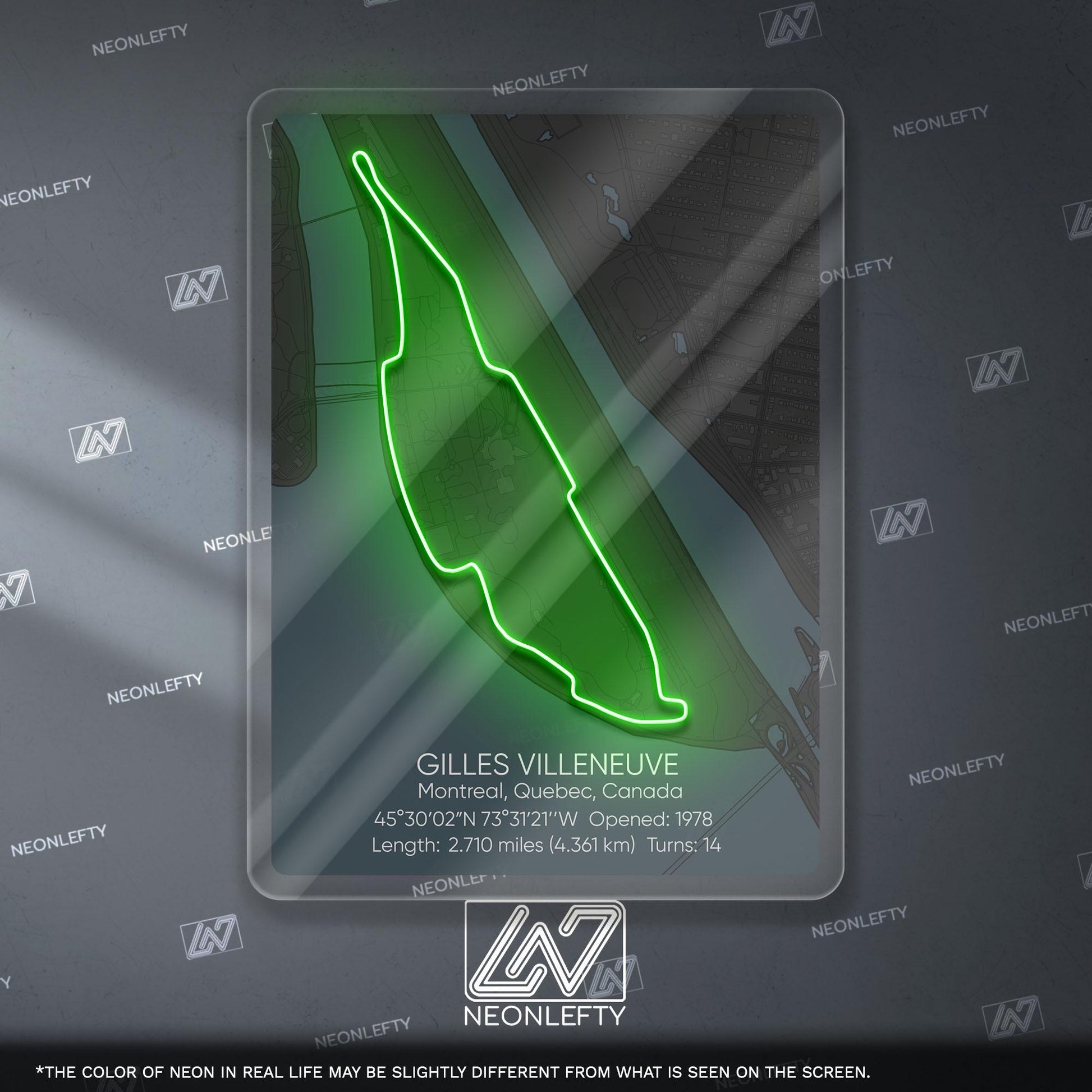 Gilles Villeneuve Neon Sign - Iconic Canadian Formula 1 circuit wall art, perfect for garage, man cave, motorsport room or racing enthusiast