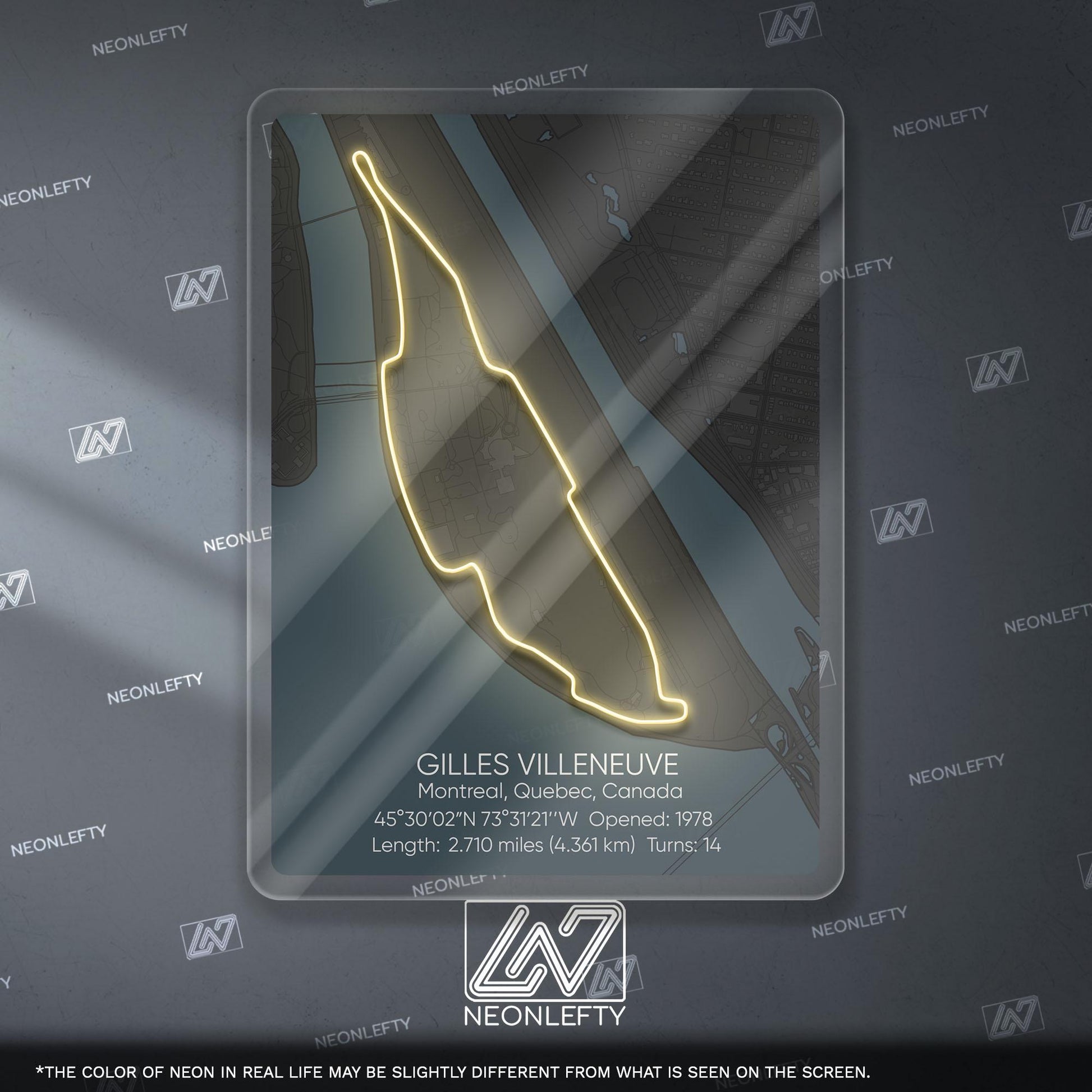 Gilles Villeneuve Neon Sign - Iconic Canadian Formula 1 circuit wall art, perfect for garage, man cave, motorsport room or racing enthusiast