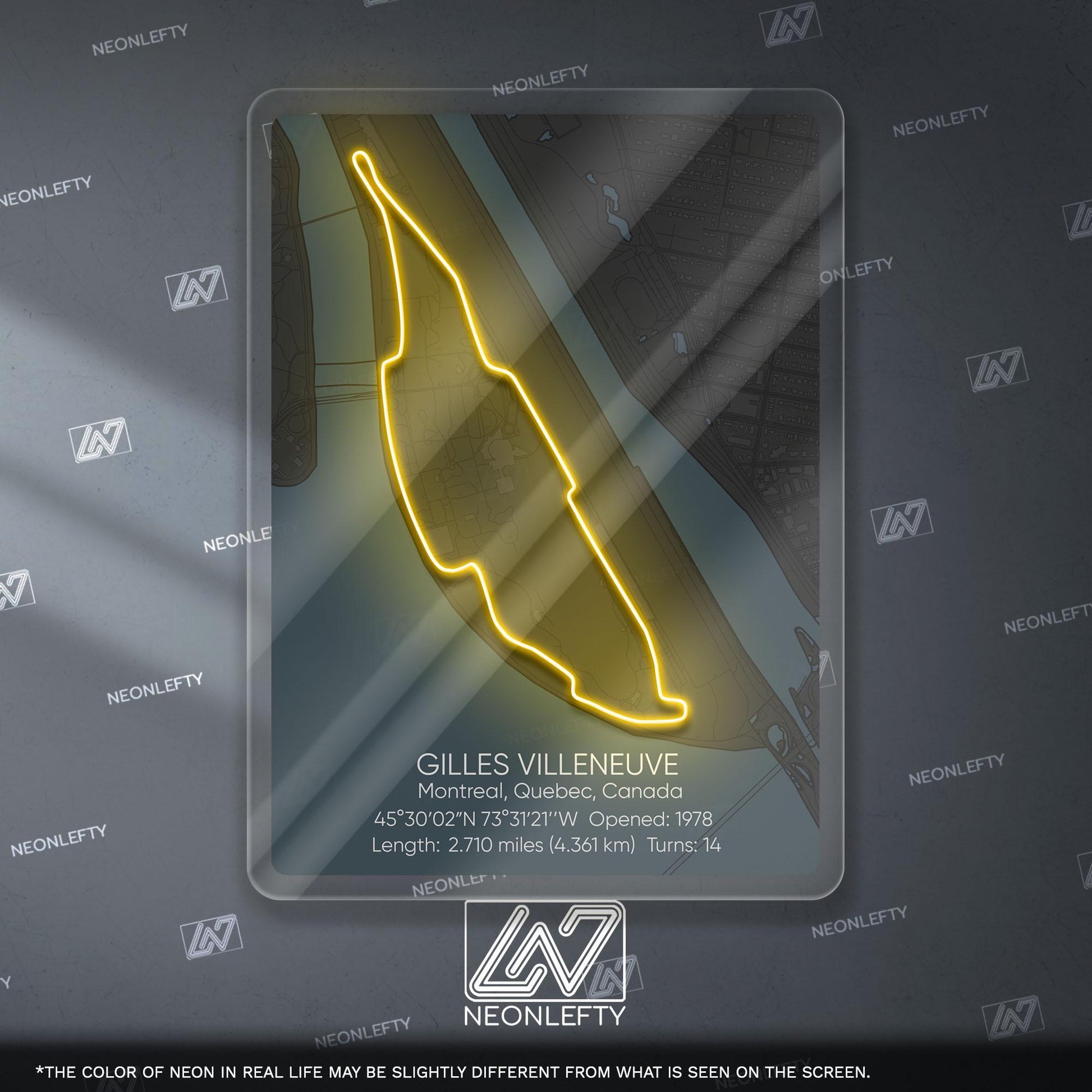 Gilles Villeneuve Neon Sign - Iconic Canadian Formula 1 circuit wall art, perfect for garage, man cave, motorsport room or racing enthusiast