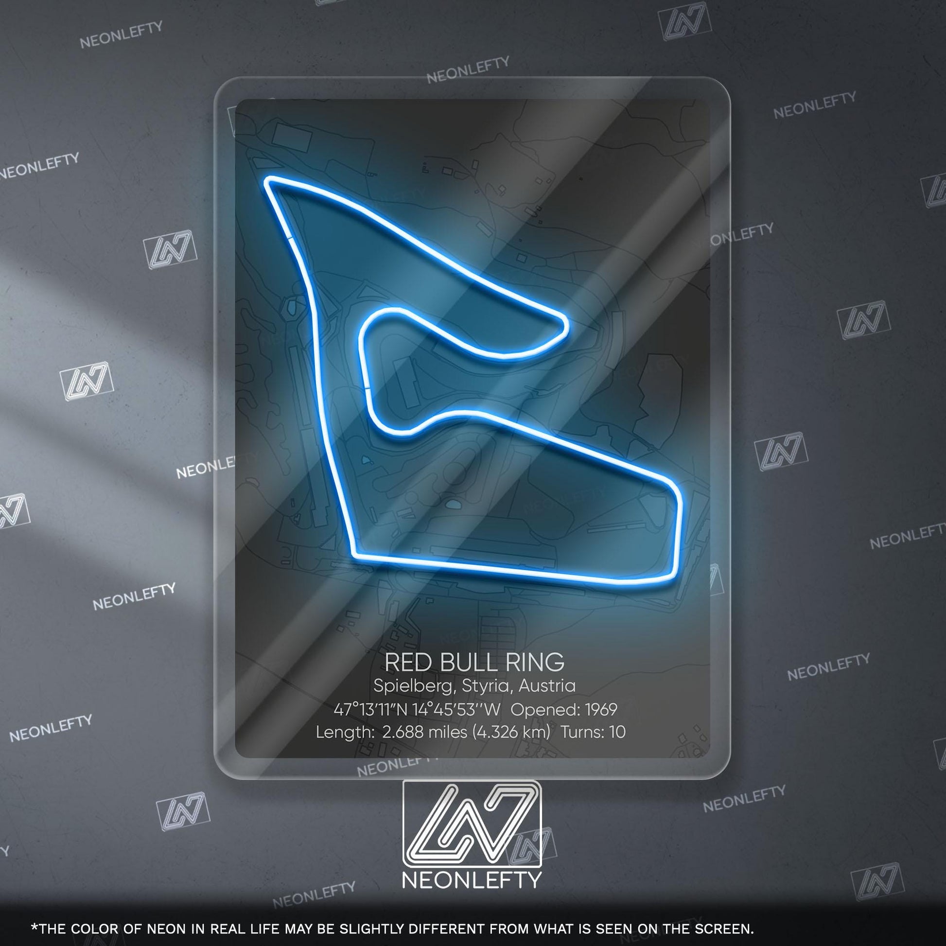 Red Bull Ring Neon Sign - Legendary Austrian Formula 1 circuit wall art, perfect for garage, man cave, gaming room or motorsport interior